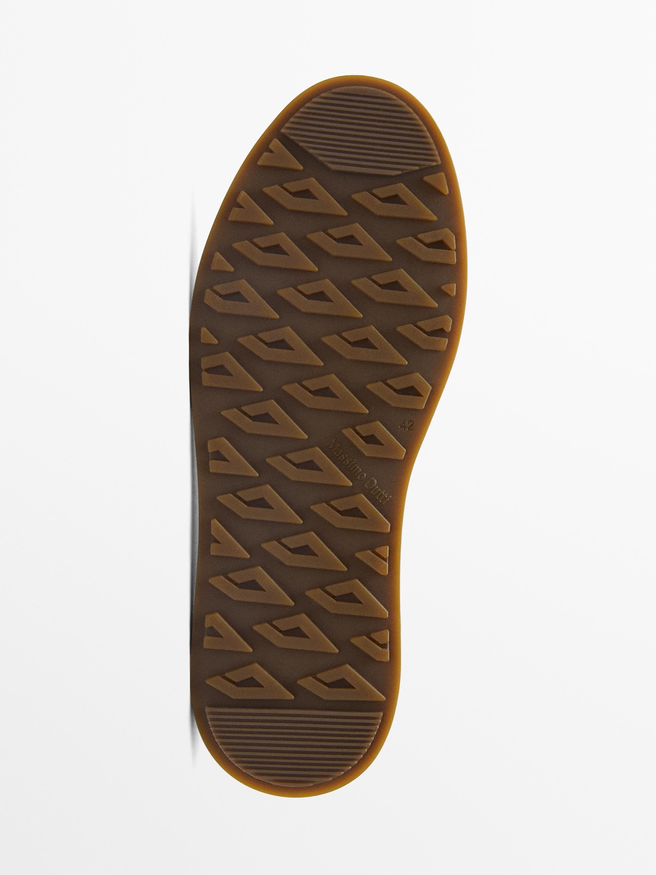 Leather shoes with moc toe and chunky sole — BROWN