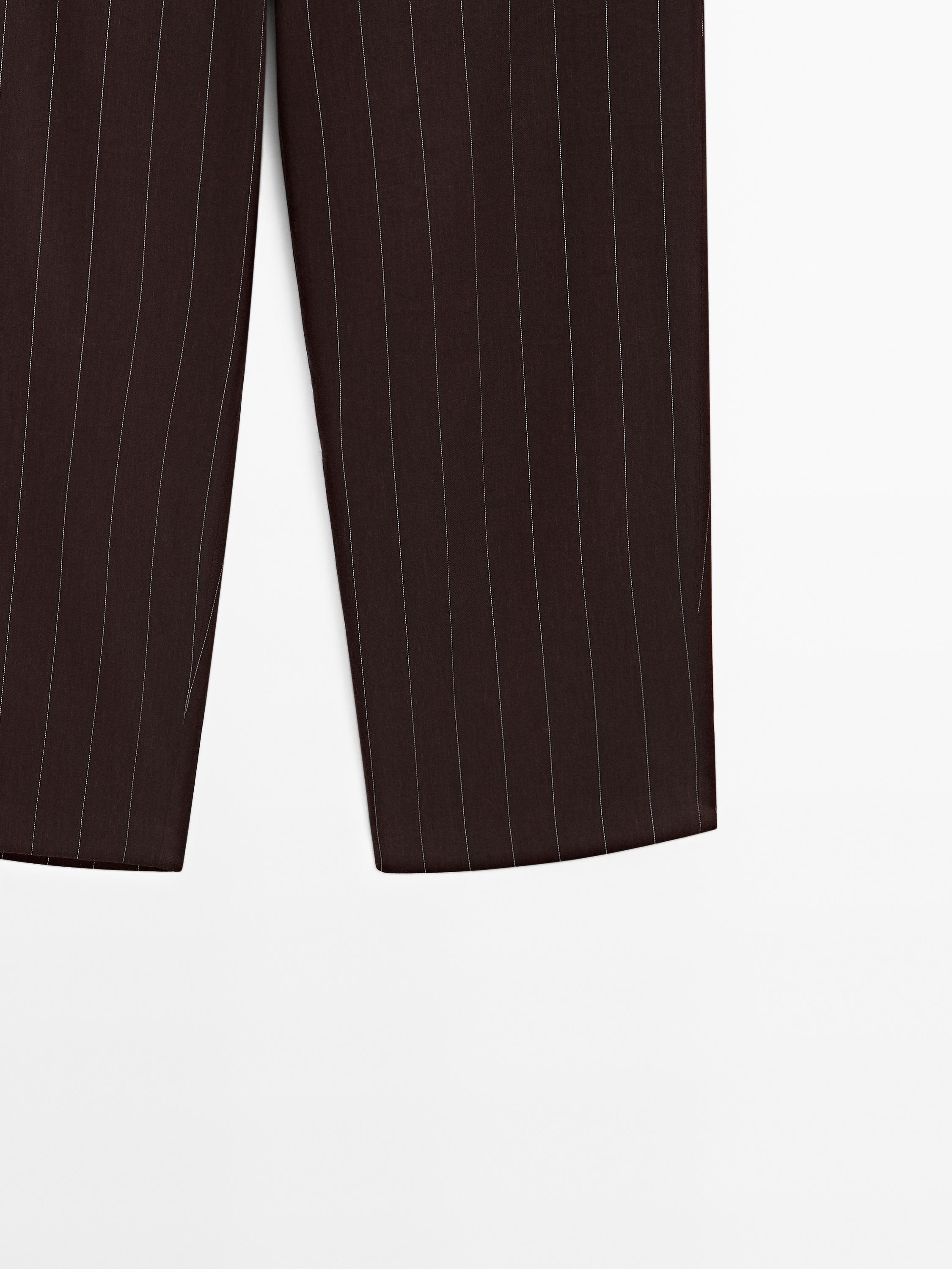 Striped straight-leg trousers