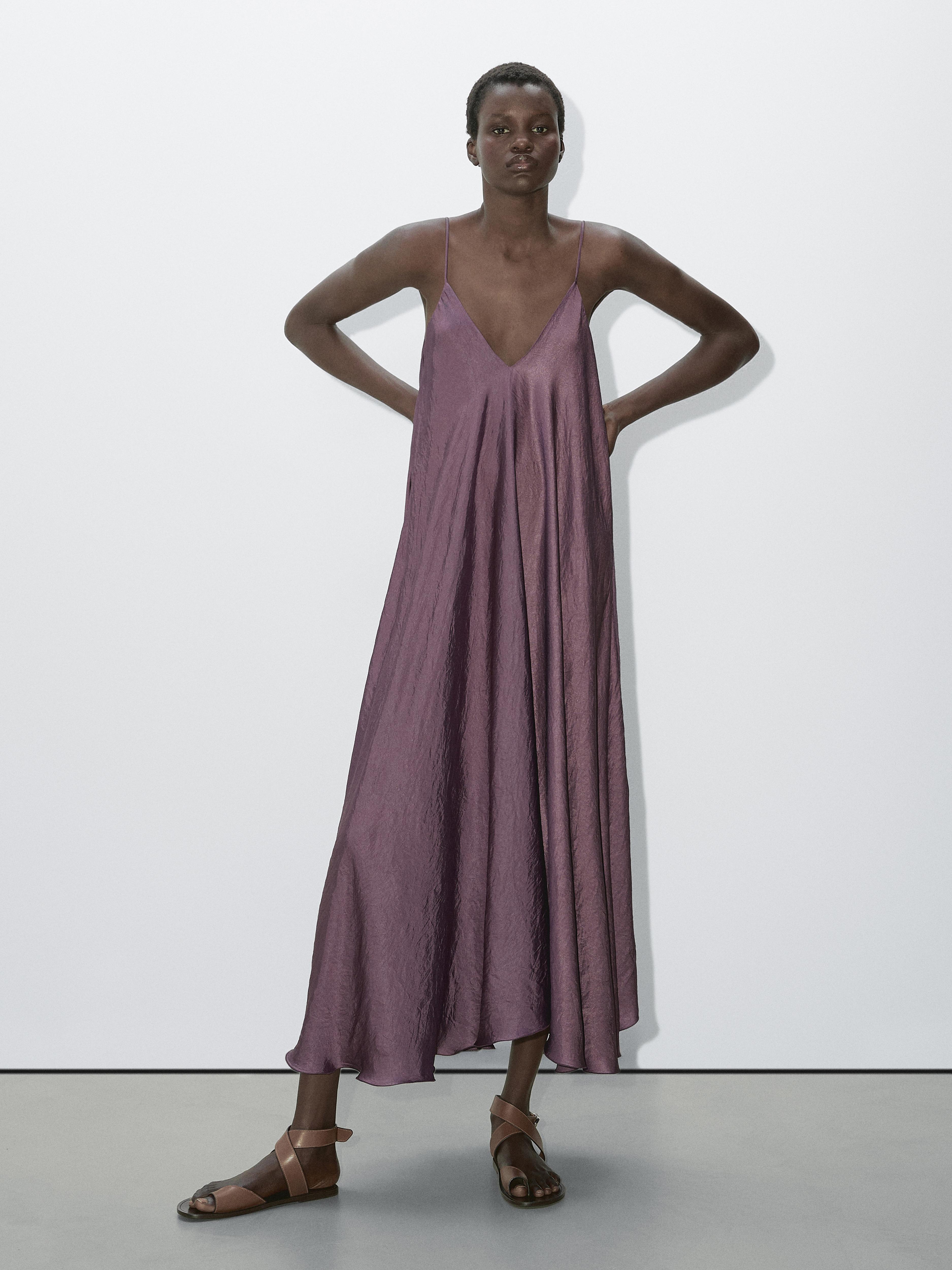 Flowing satin midi dress - Studio