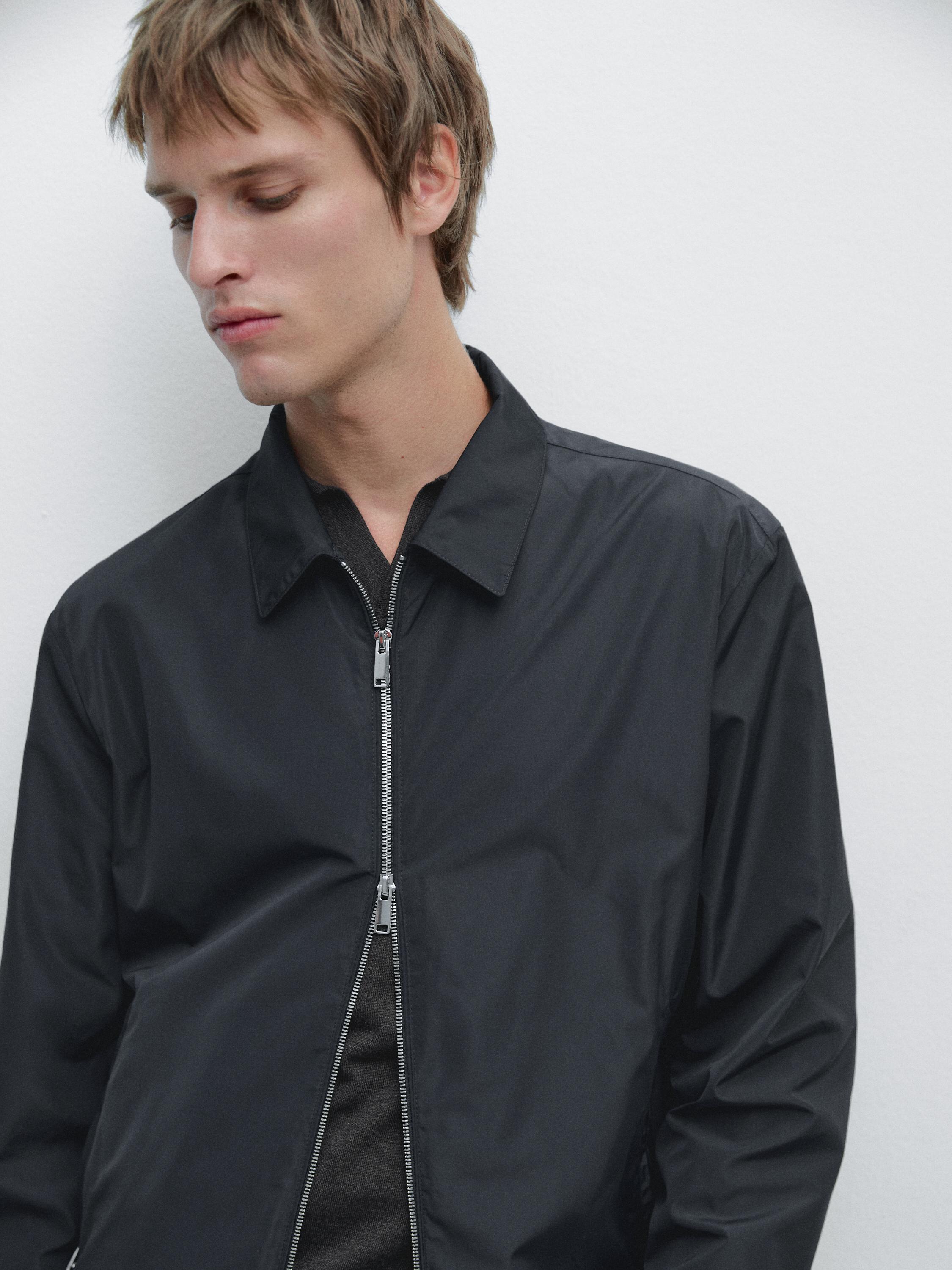 Short technical fabric jacket — NAVY BLUE