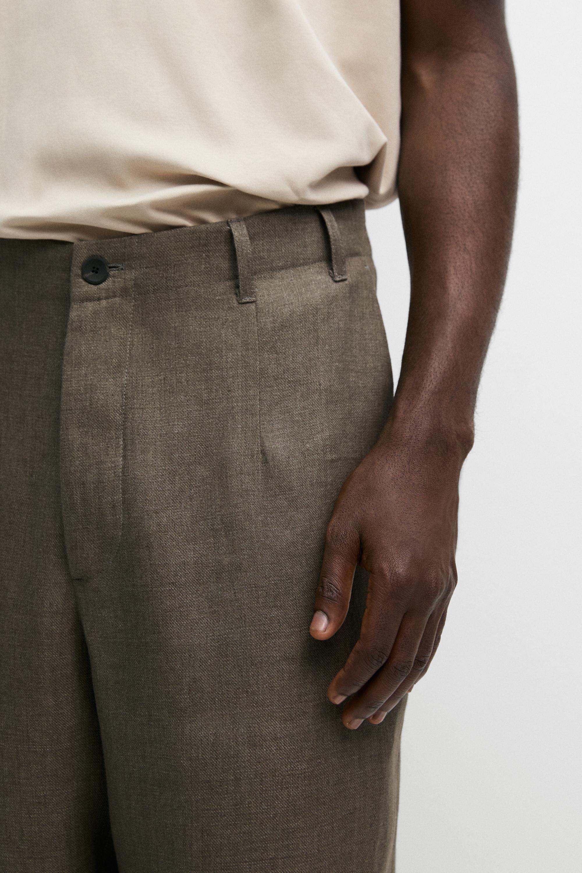 100% linen faded total look pants — GREENISH
