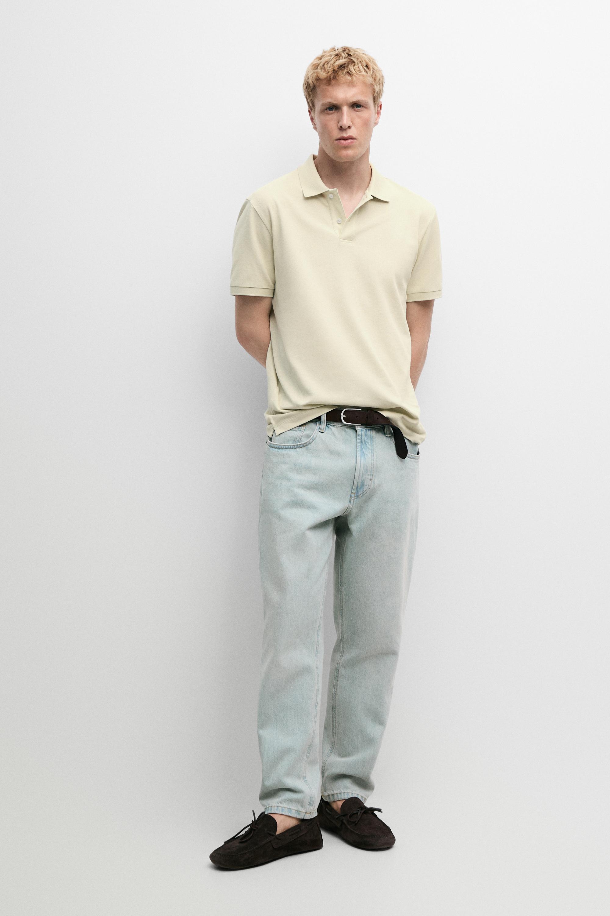 Micro-textured cotton piqué polo shirt — Green