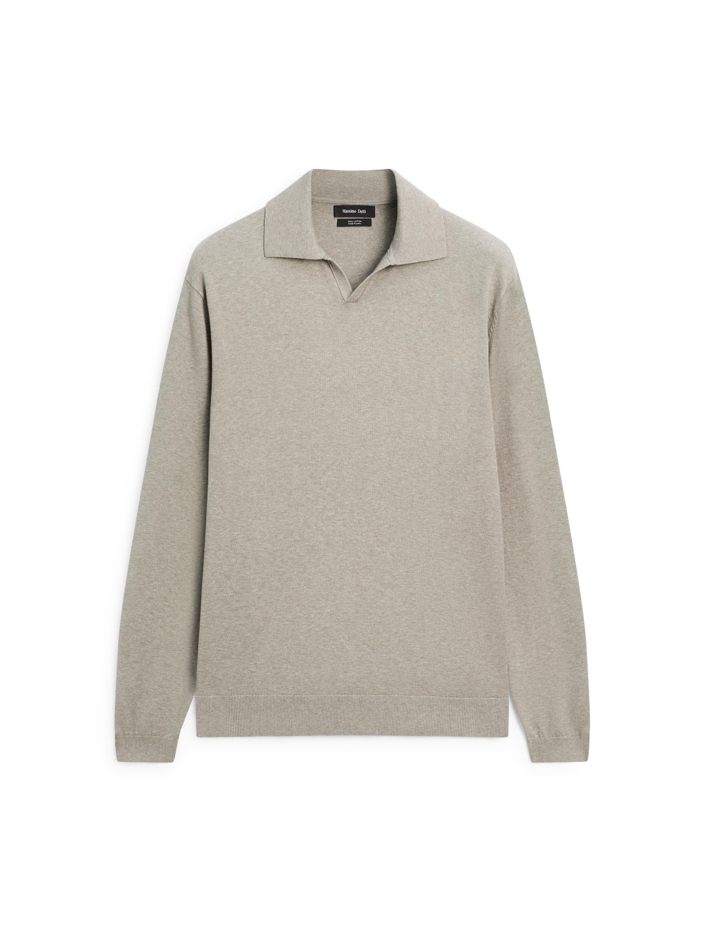 Cotton knit polo sweater — Greyish green