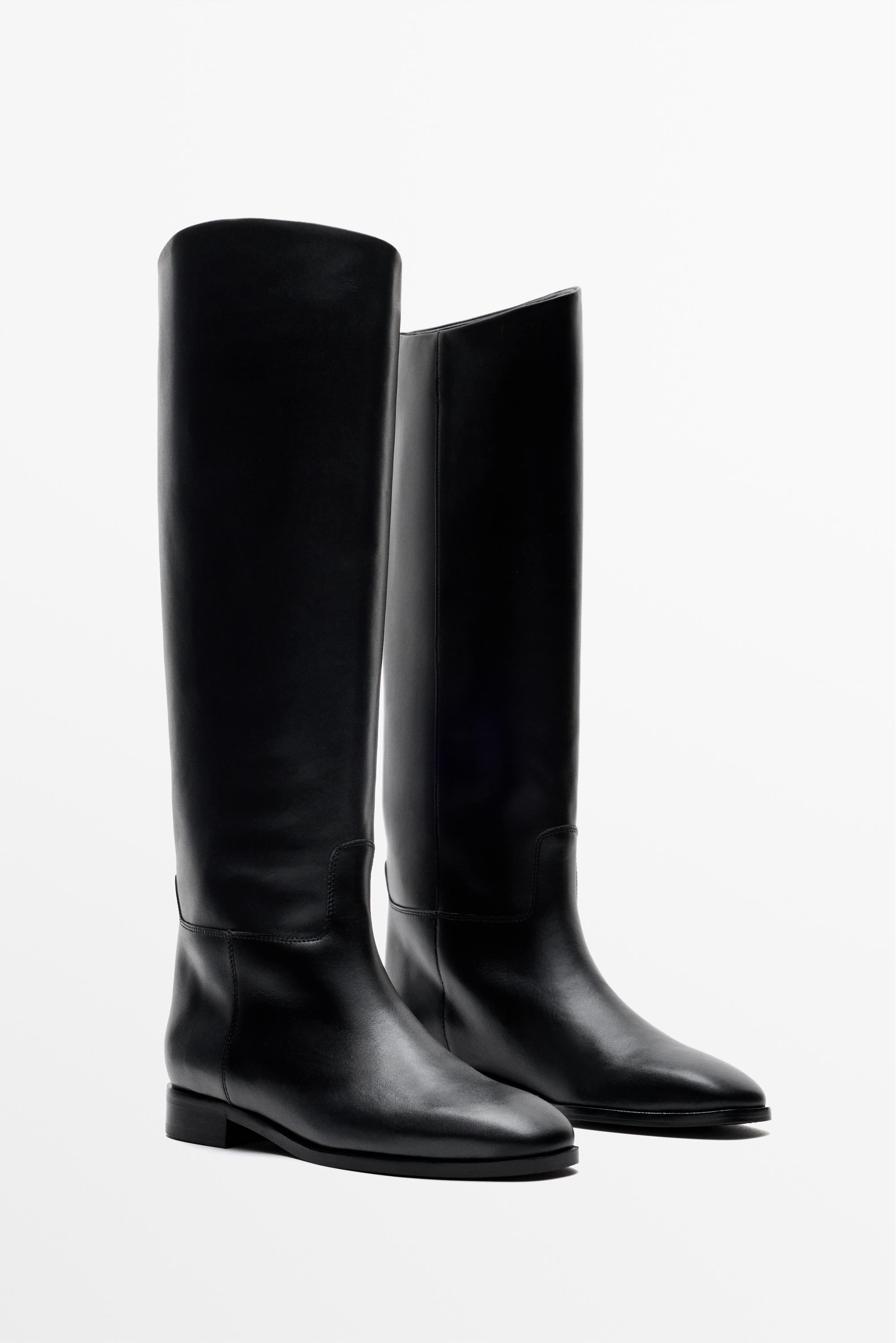 Knee-high leather boots - Made in Spain — BLACK