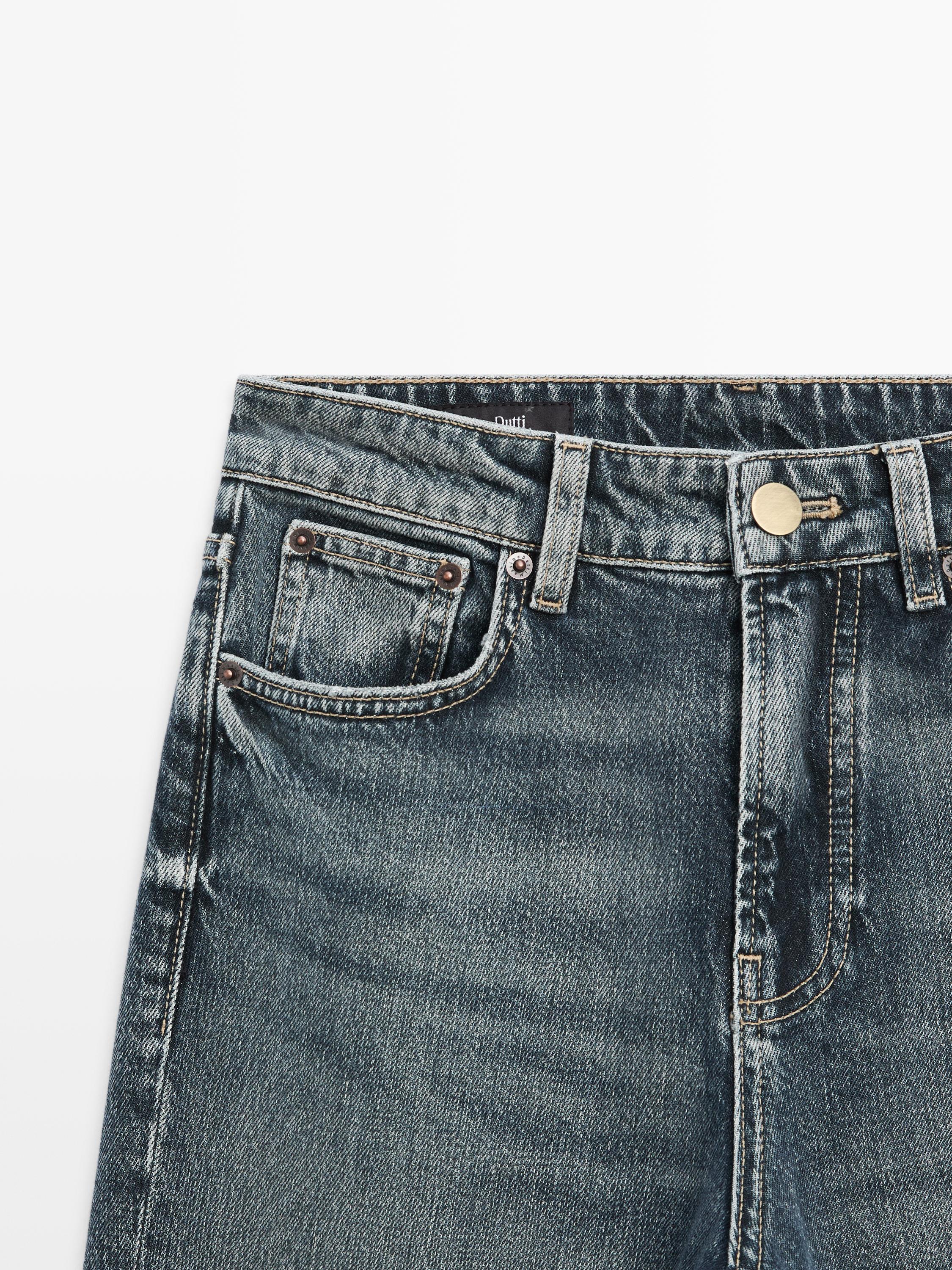 Mid-rise straight-leg flare fit jeans — MEDIUM BLUE