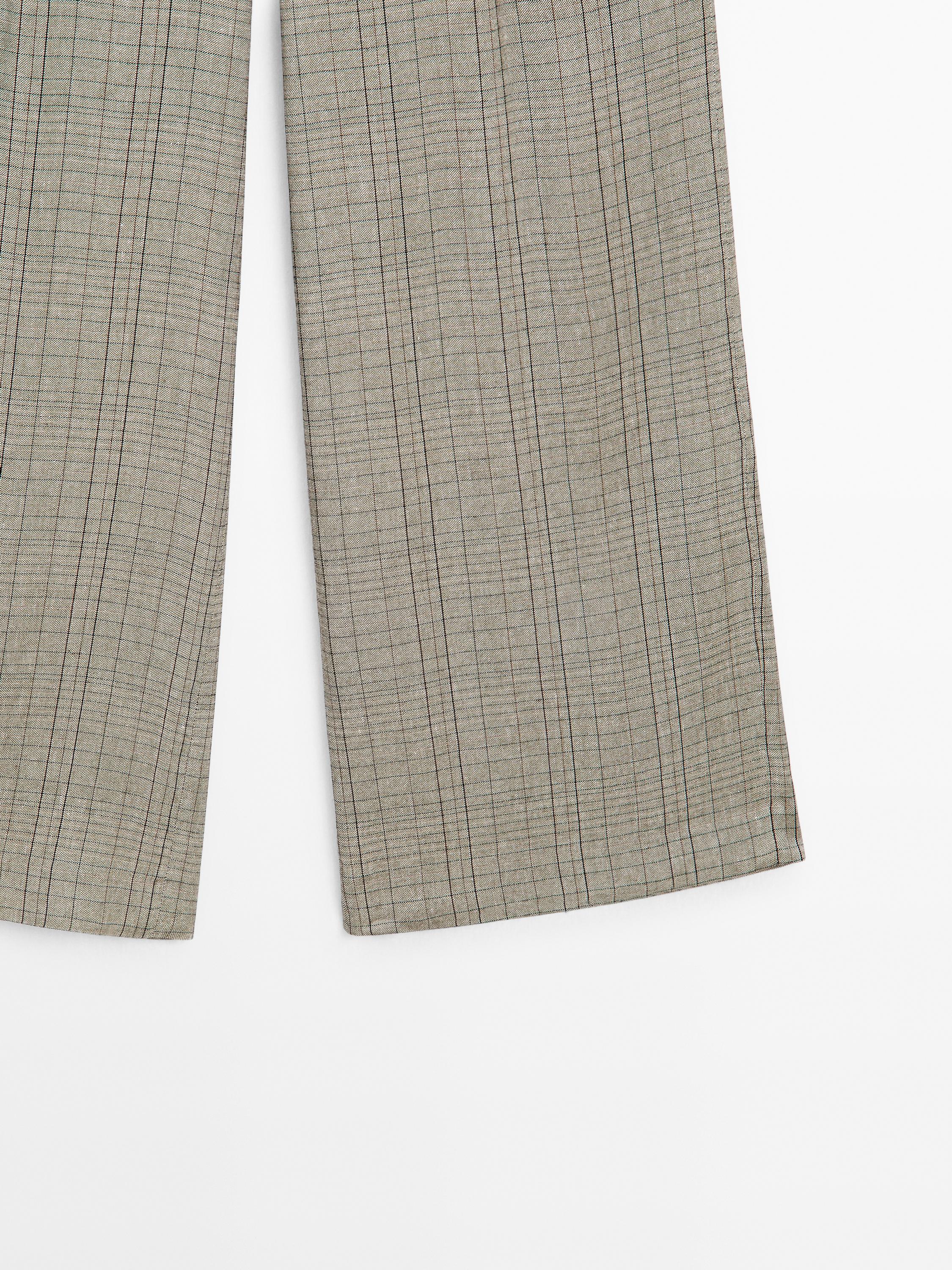 Check print suit trousers