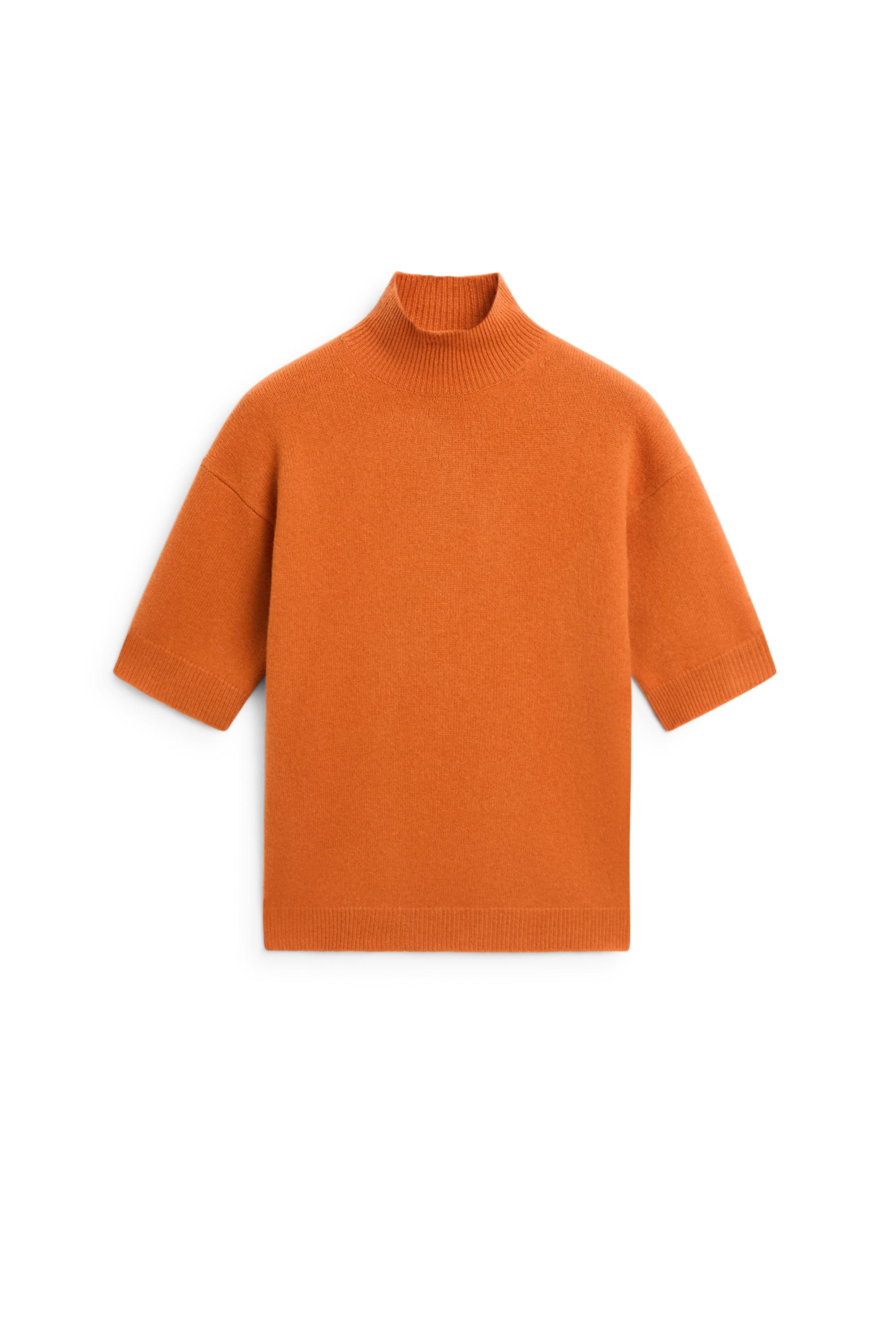 Oversize short sleeve knit sweater — ORANGE
