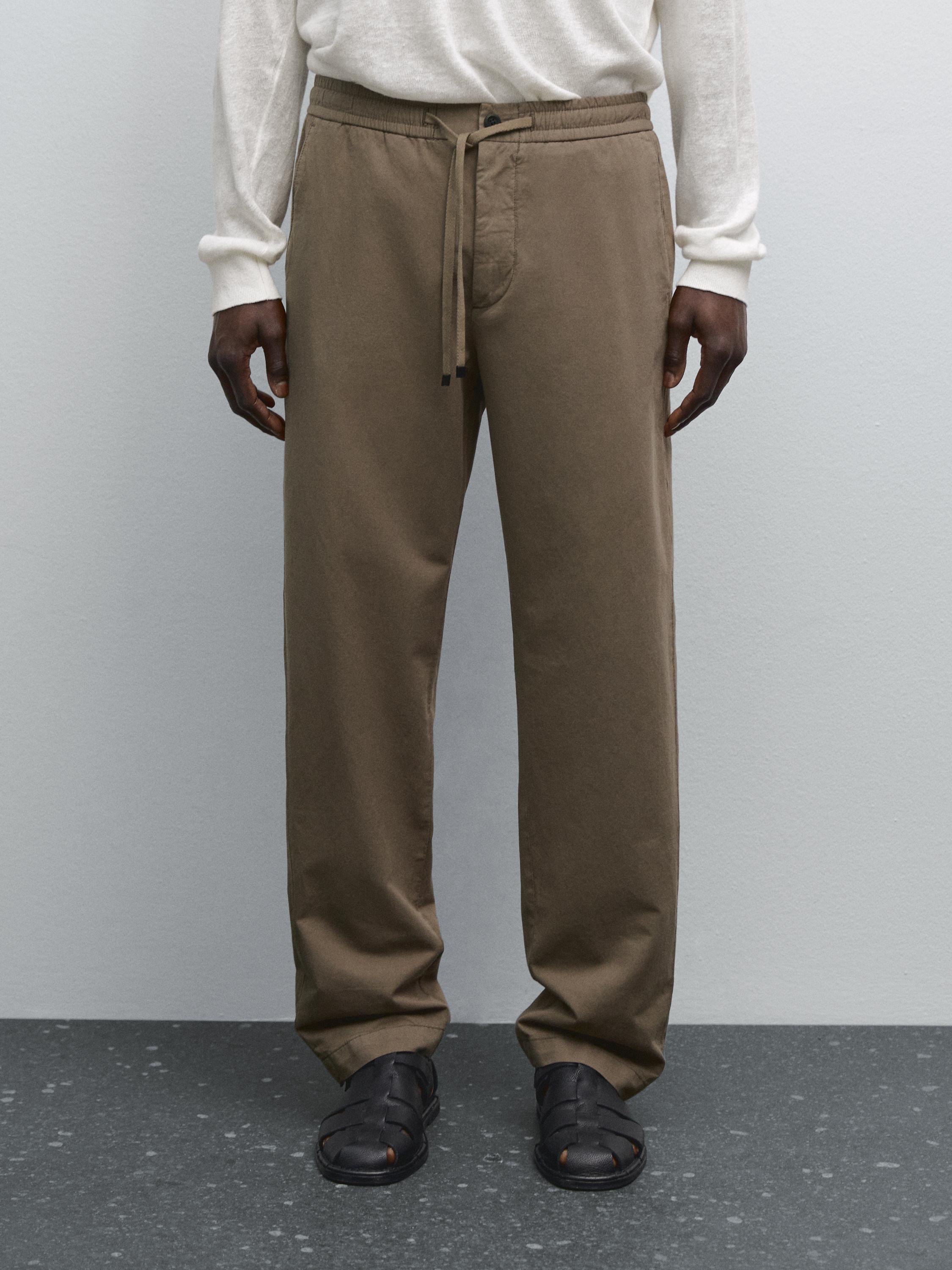 Cotton blend jogger fit trousers