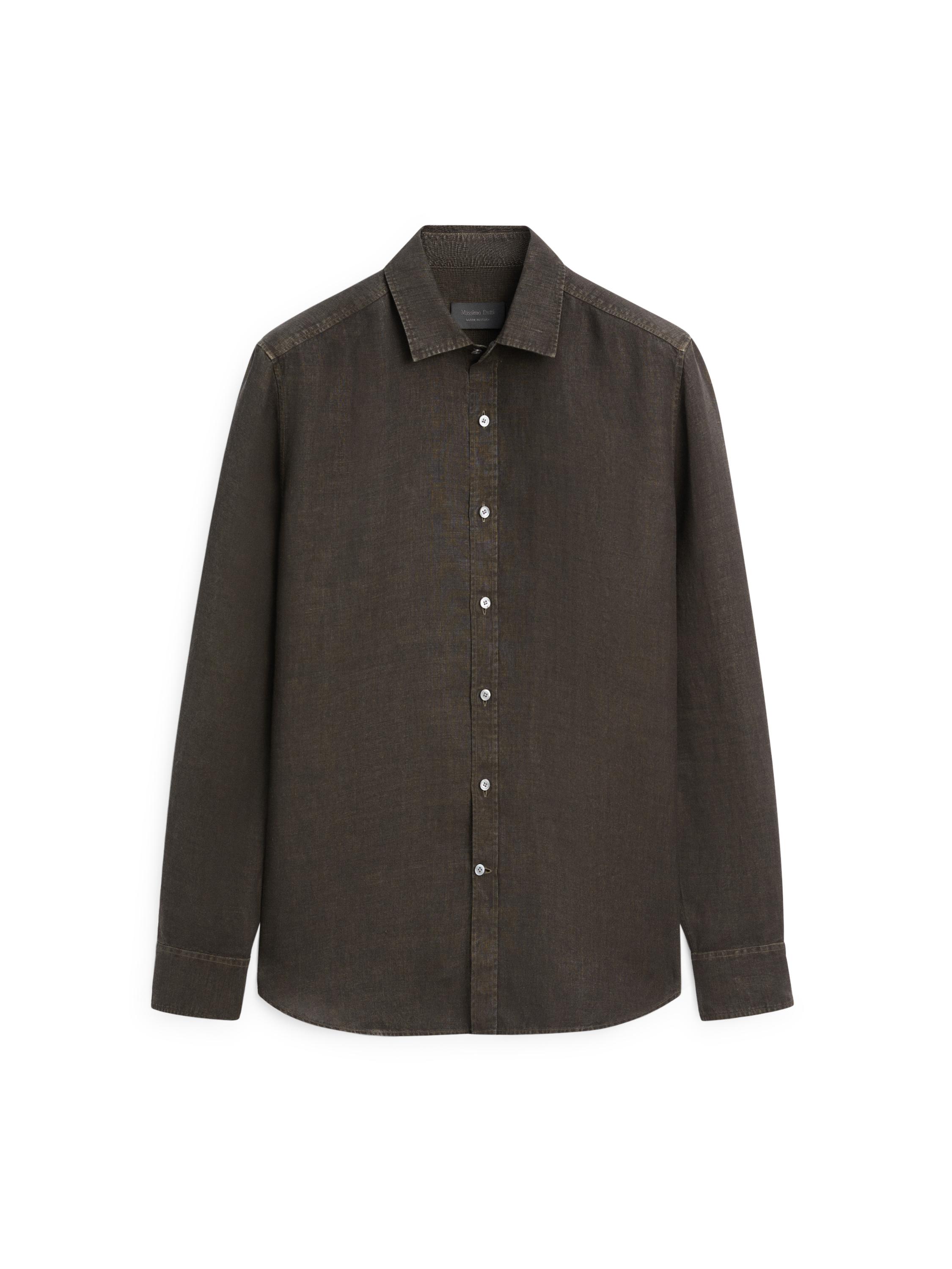 100% linen regular fit shirt — Khaki