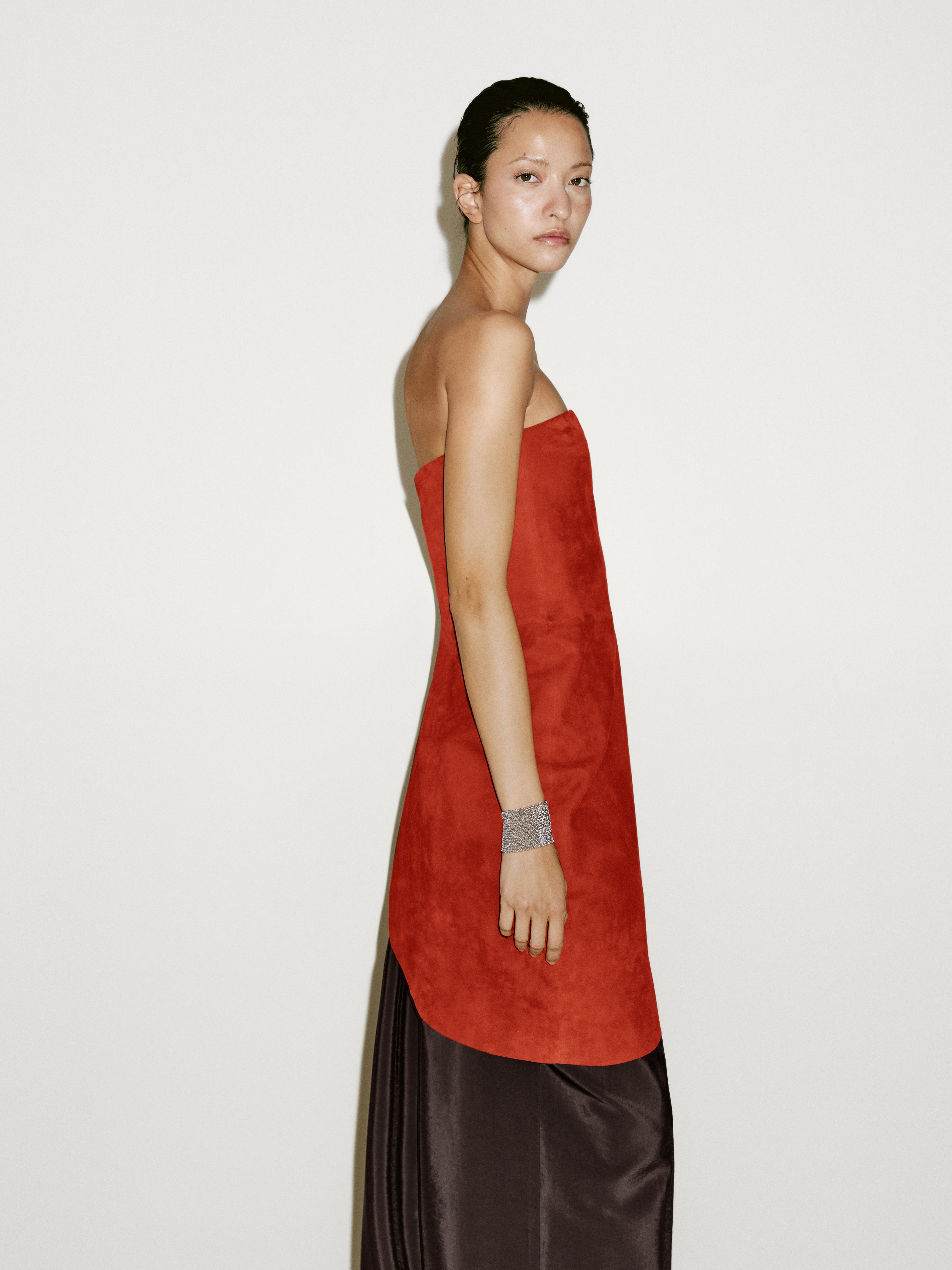 Long asymmetric suede leather top - Limited Edition