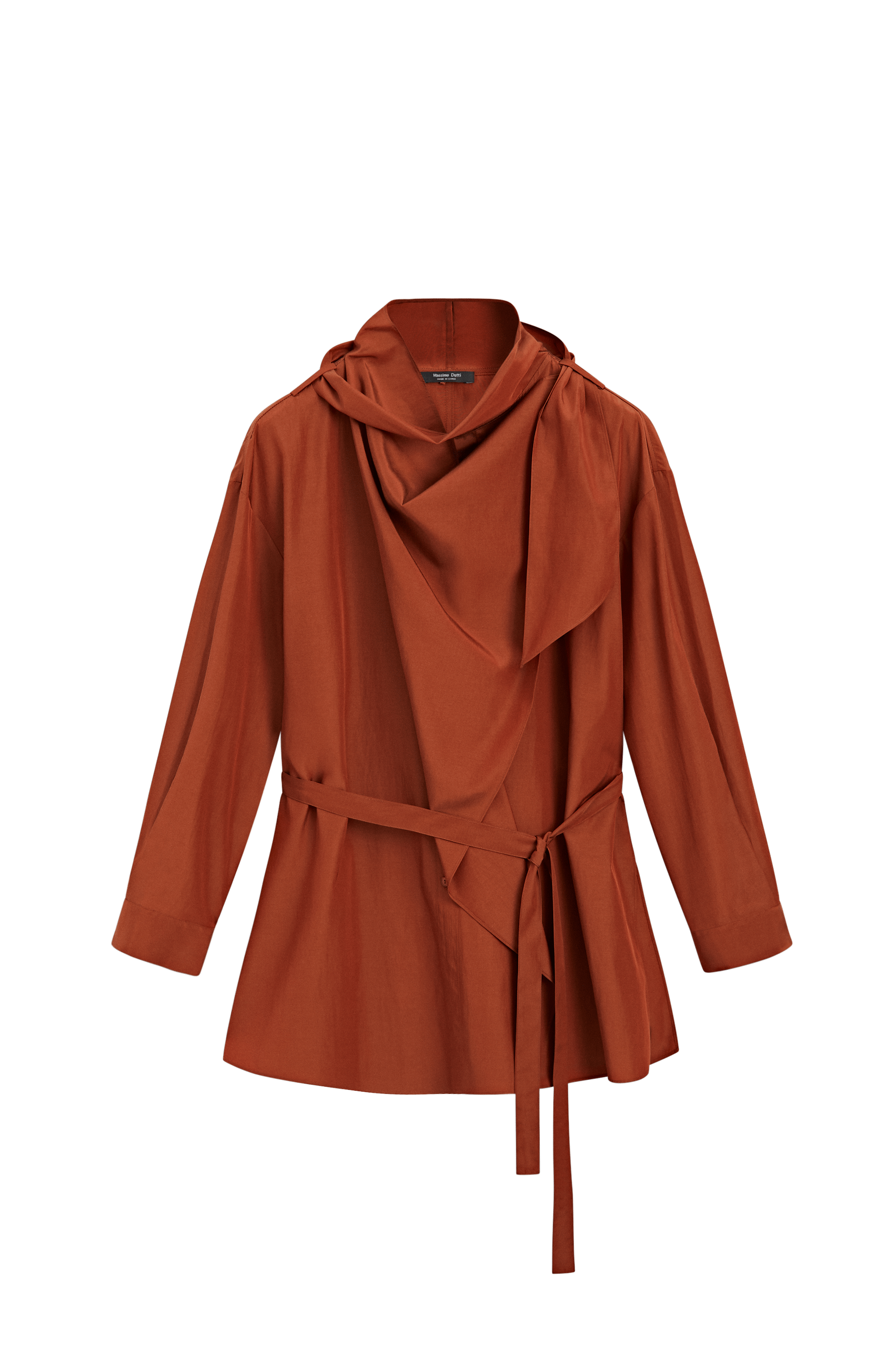 Massimo Dutti Bağcıklı detaylı dökümlü bluz görsel 3