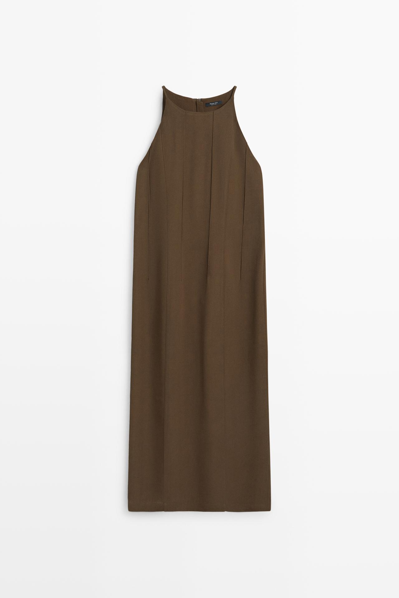 Halter neck midi dress — Chocolate