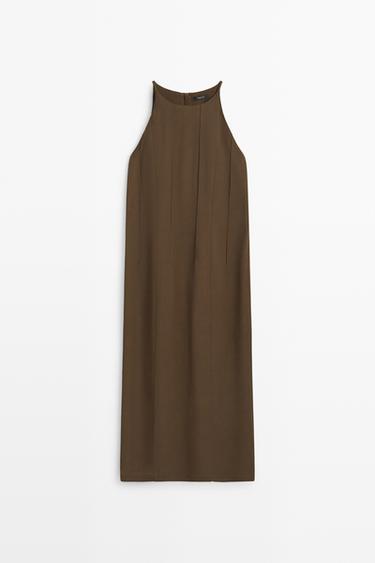 Halter neck midi dress — Chocolate 1