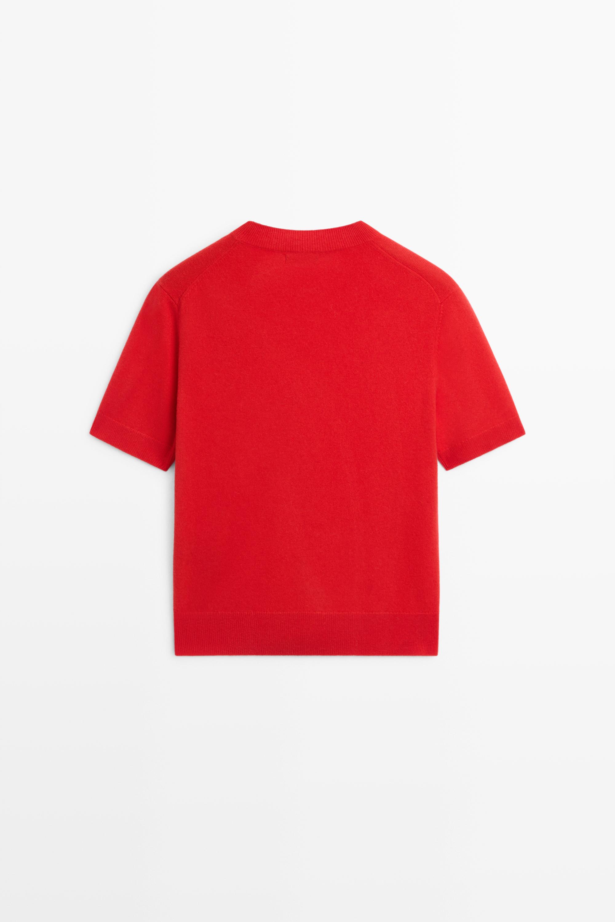 Short sleeve wool blend knit sweater