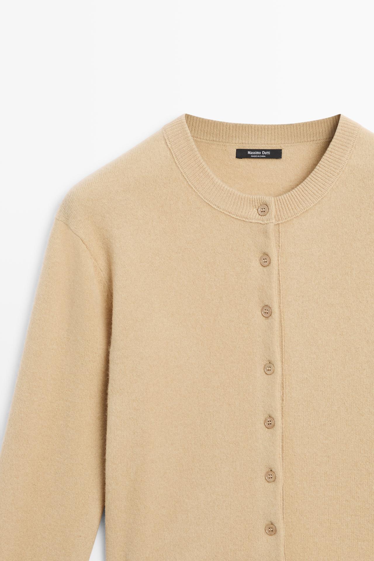 Knit cardigan with button detail — CAMEL