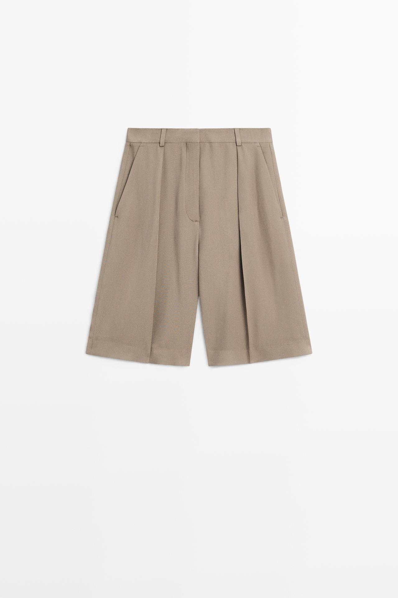 Long darted Bermuda shorts - STUDIO — STONE