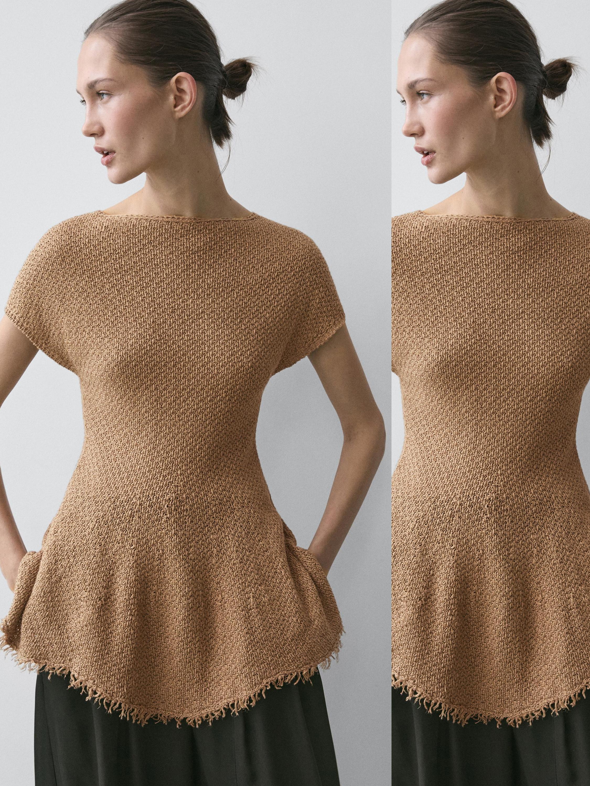 Frayed 100% linen top