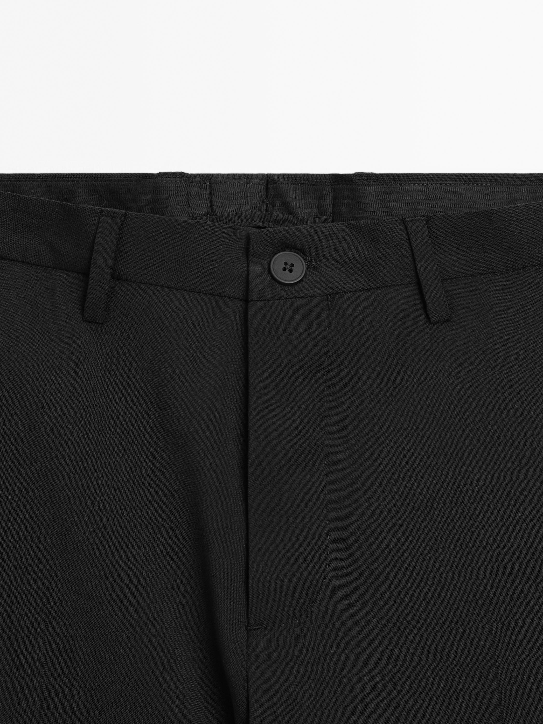 Plain wool suit trousers — BLACK