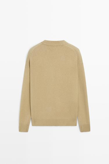 100% wool knit round-neck sweater — MEDIUM CAMEL 6