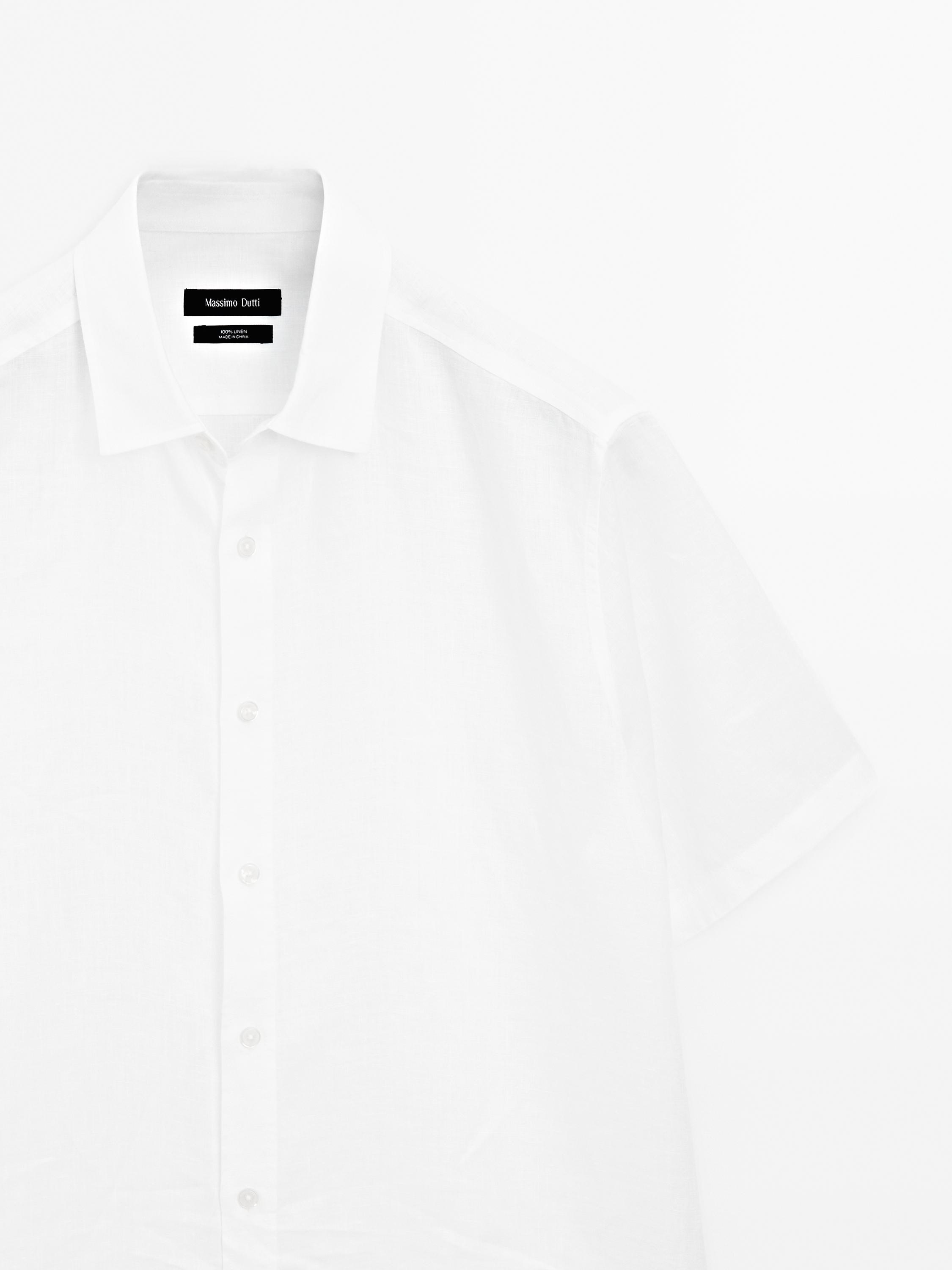 Regular fit short sleeve linen shirt