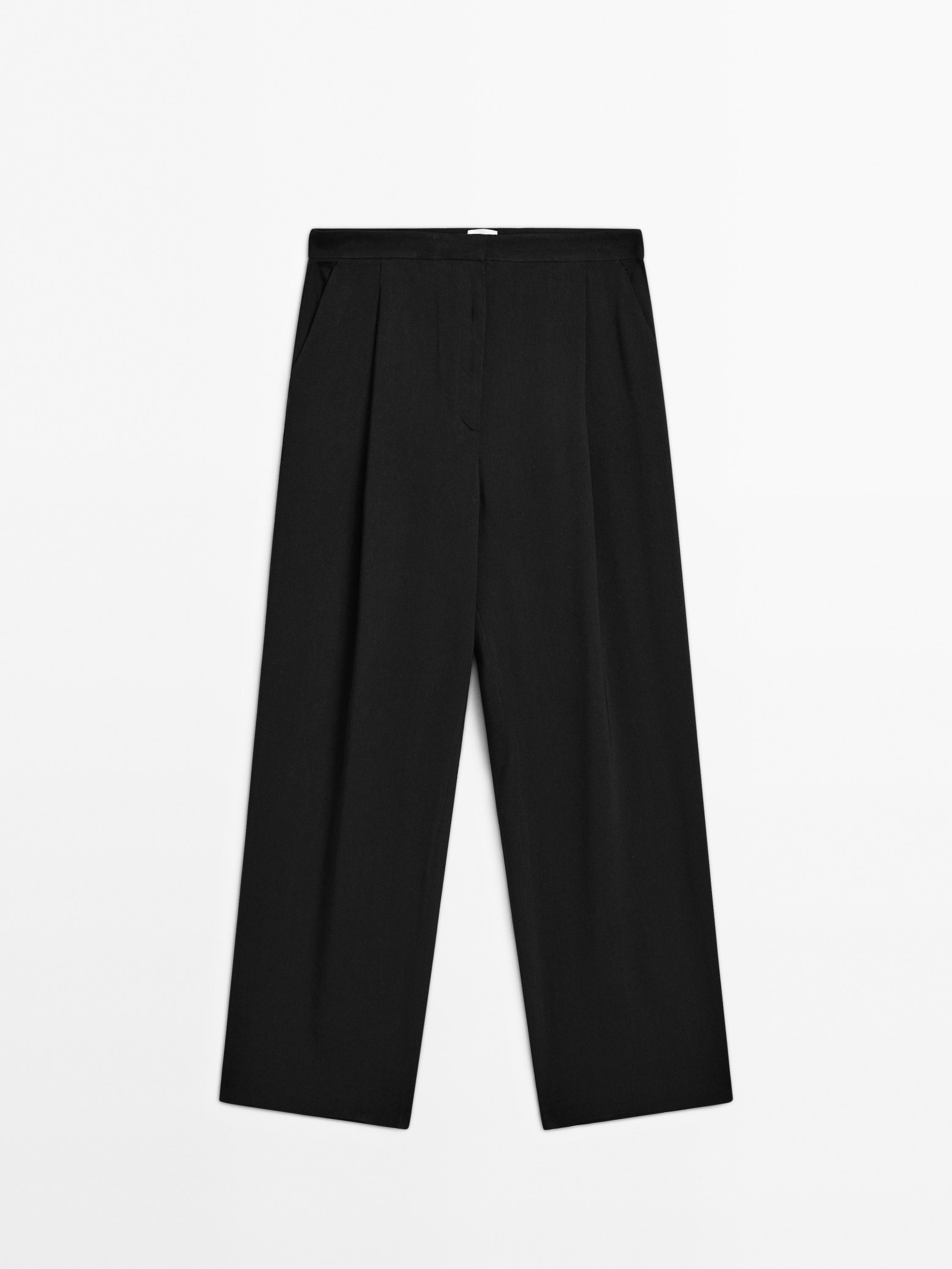 Keten karışımlı pensli takım pantolon - Limited Edition