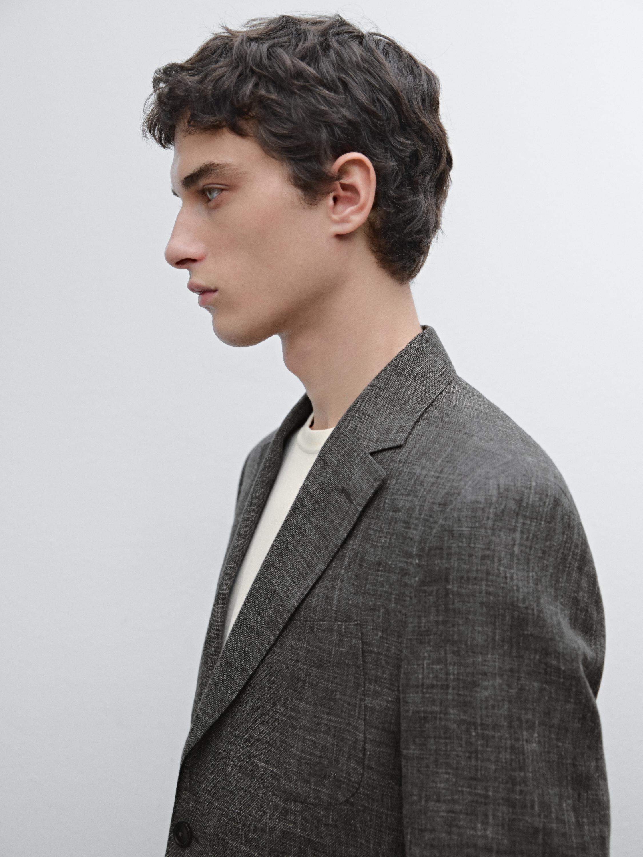 Linen and cotton blend blazer