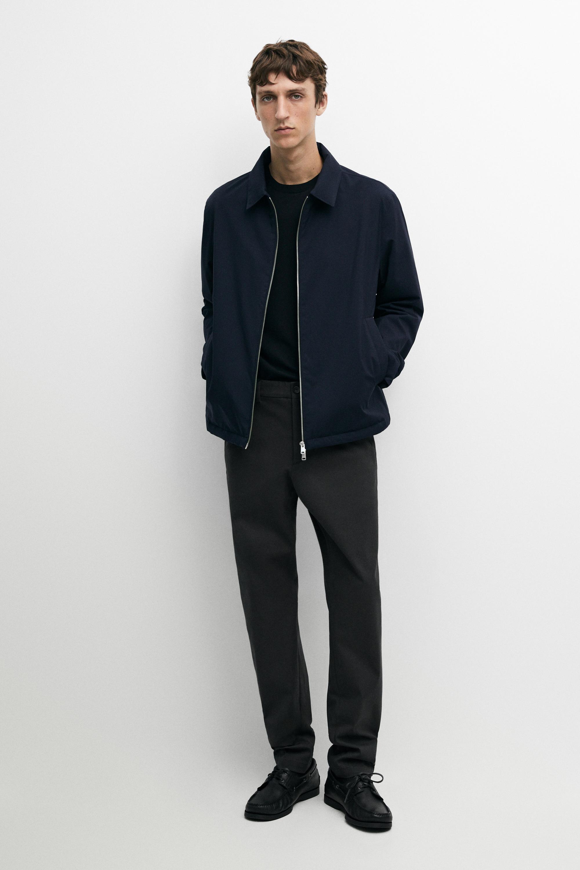 Pantalón slim fit mestura algodón