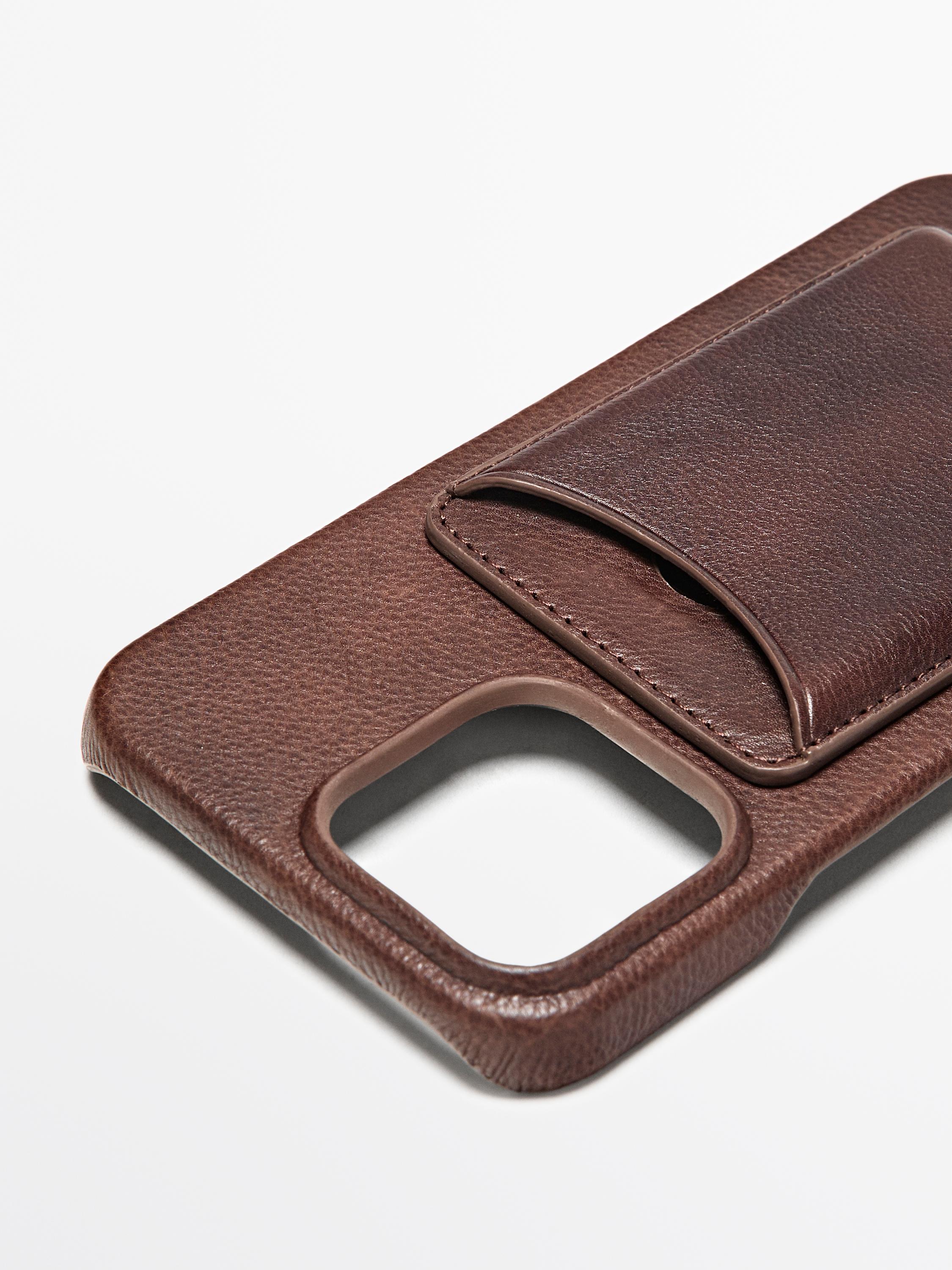 Nappa leather iPhone 16 Pro Max case — BROWN