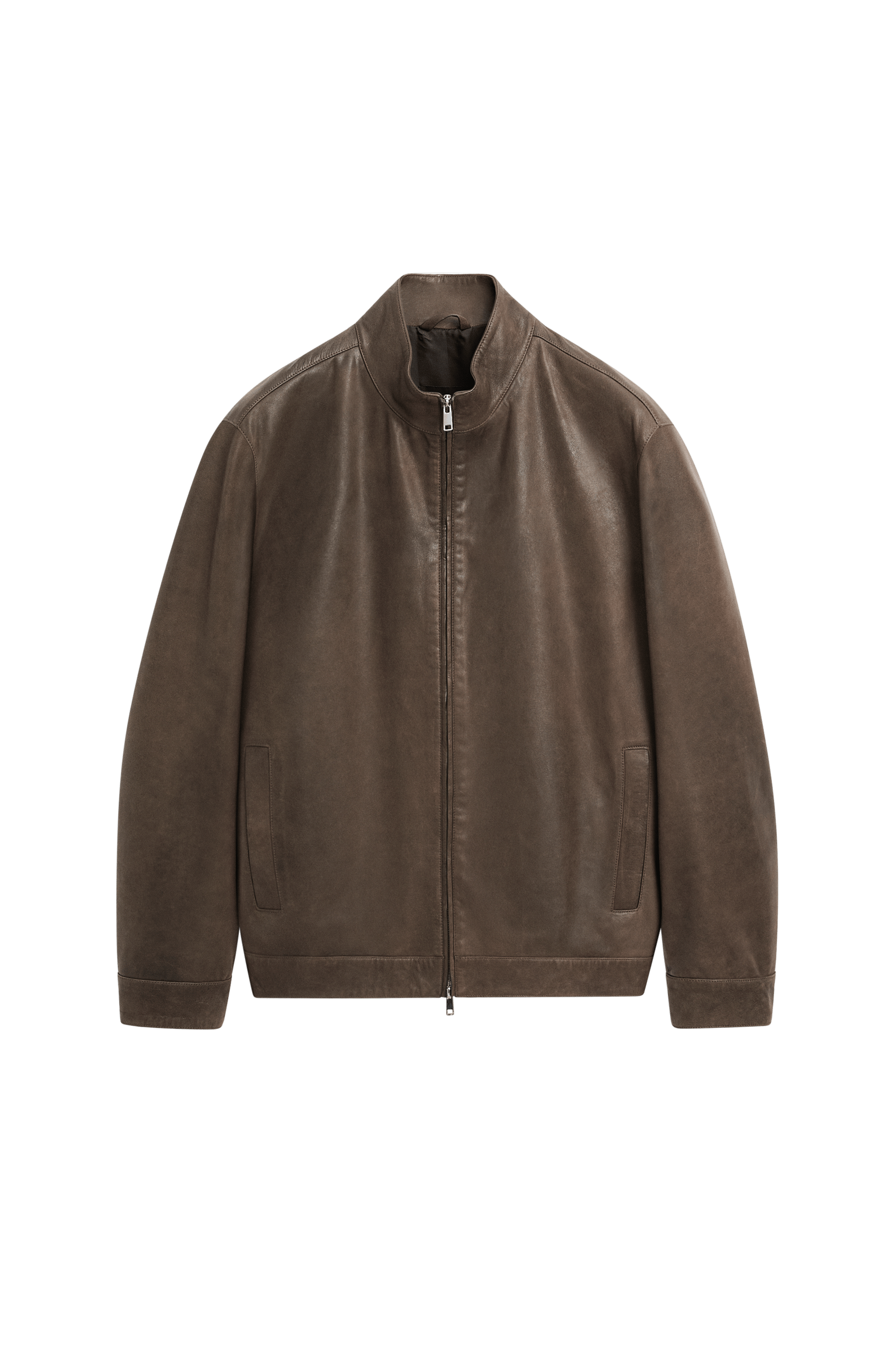 Nappa leather jacket with collar detail