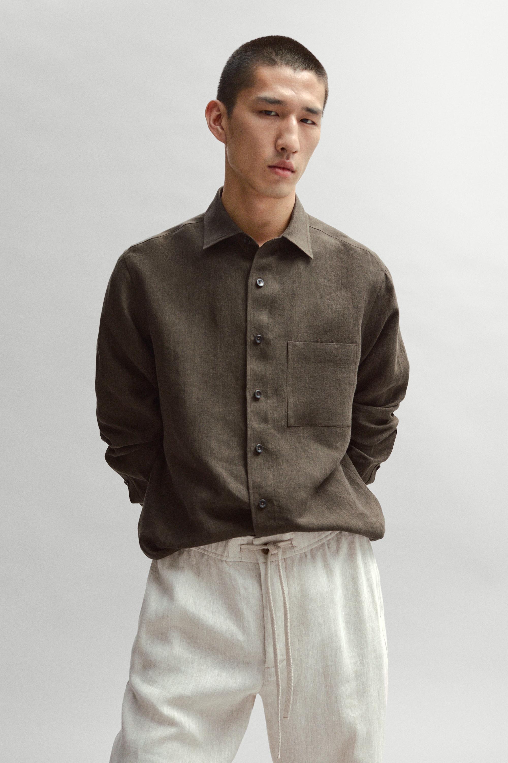 Linen jogger fit pants — BEIGE