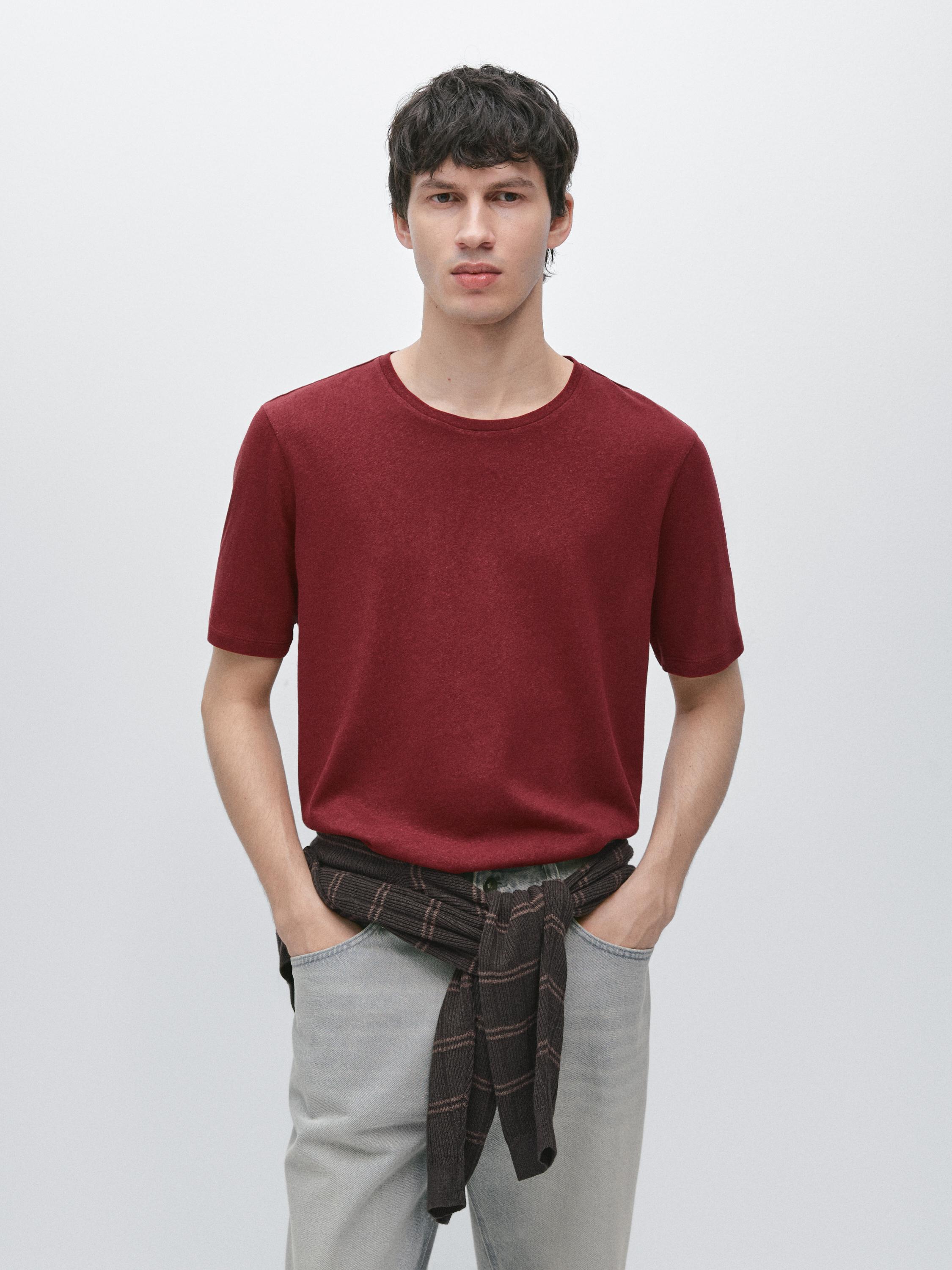 Short sleeve linen blend T-shirt