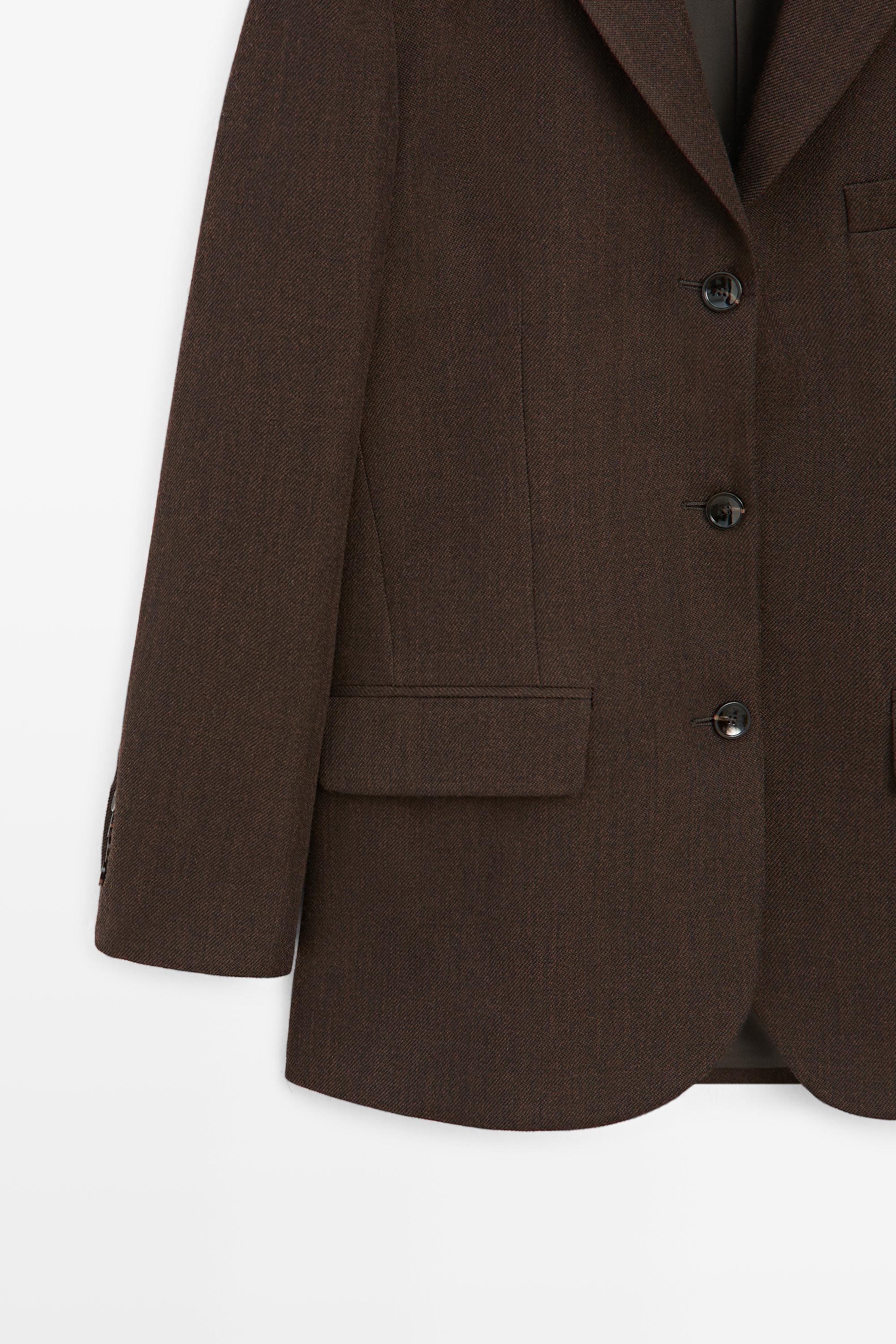 Massimo Dutti Düğme detaylı %100 yün blazer görsel 7