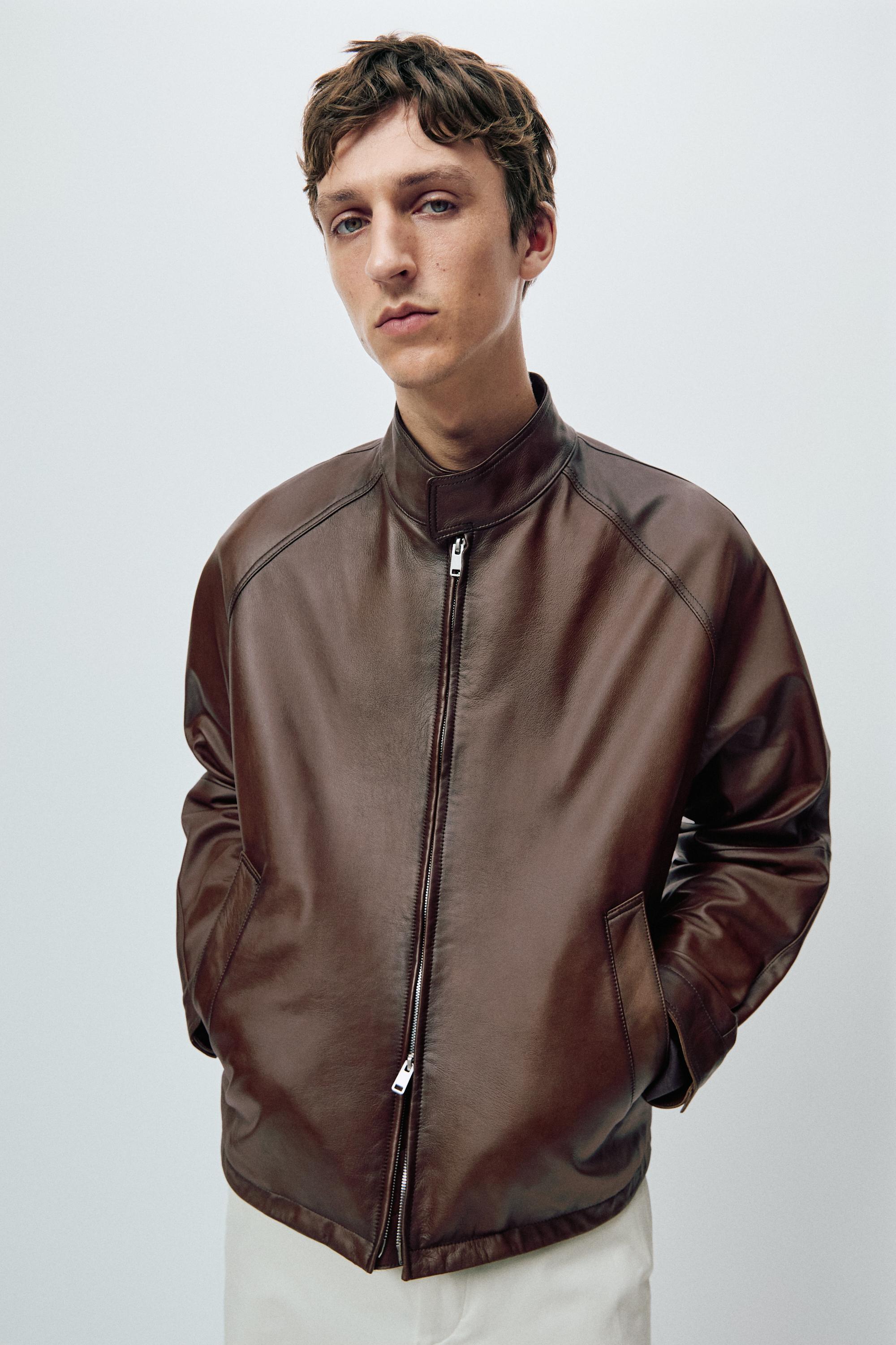 Nappa leather high-neck jacket — LEATHER