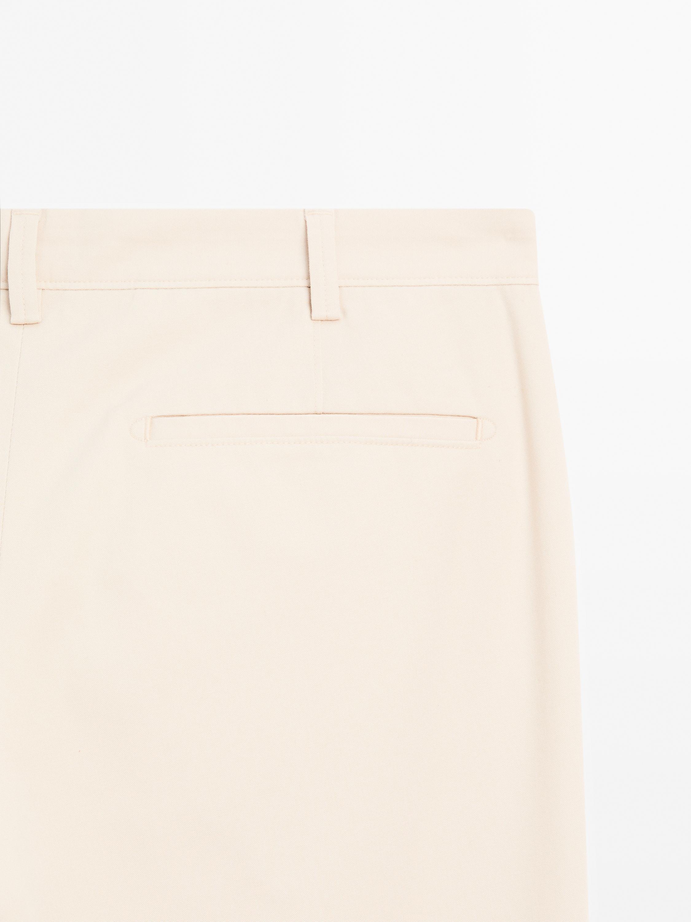 Cotton blend slim fit canvas trousers