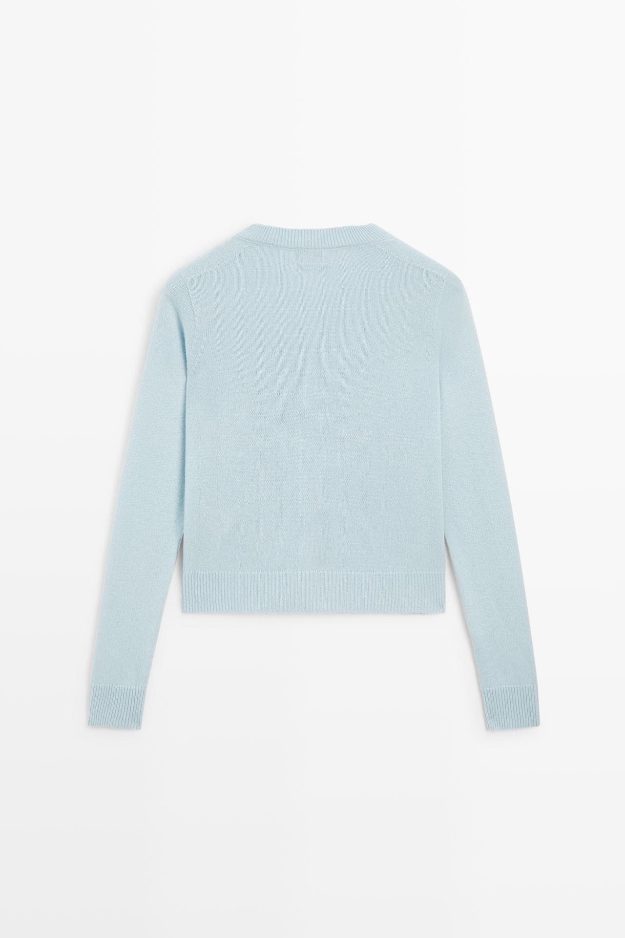 100% cashmere cropped knit cardigan — SKY BLUE
