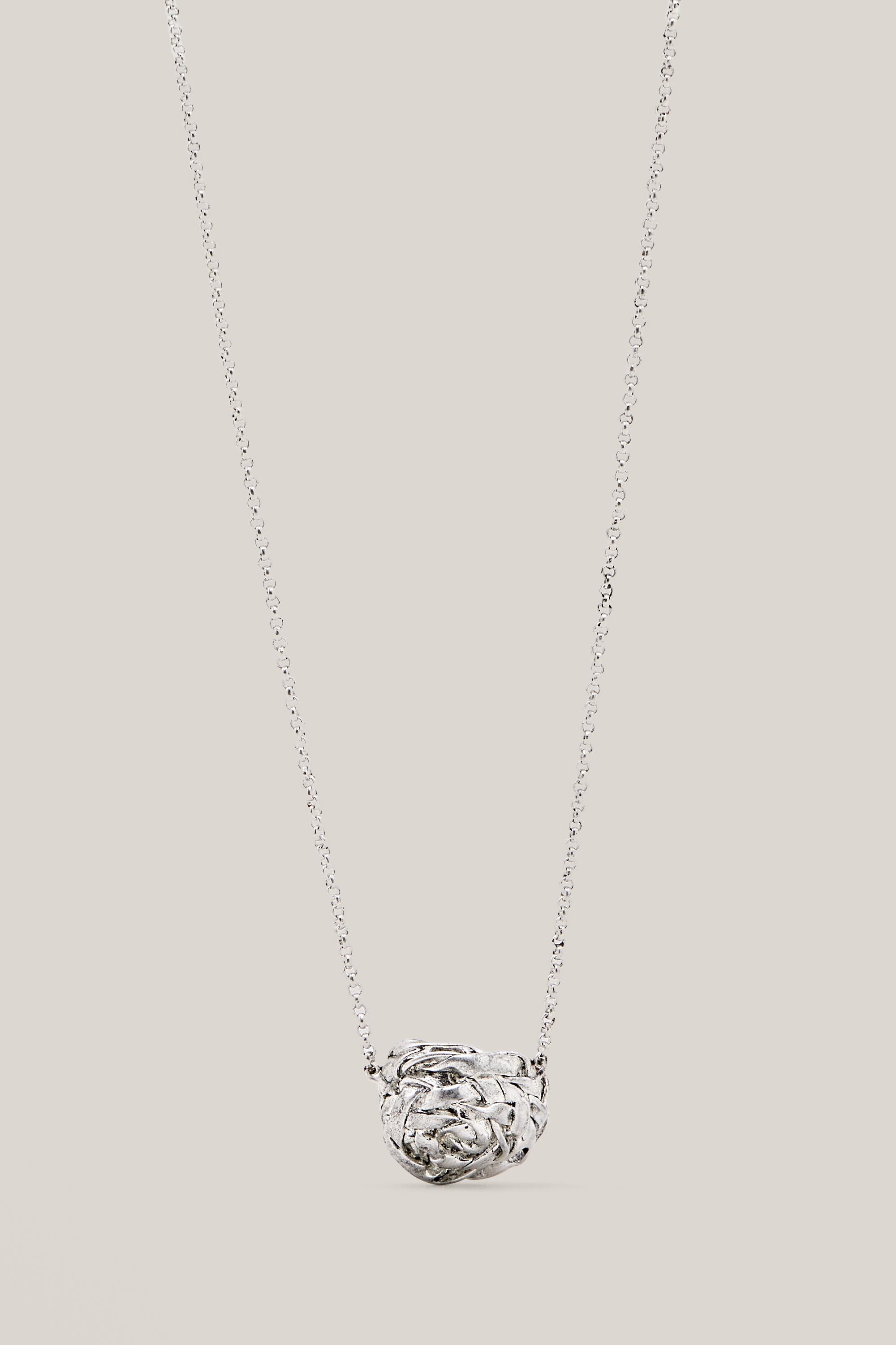 Necklace with textured round basket piece - LIMITED EDITION — SILVER