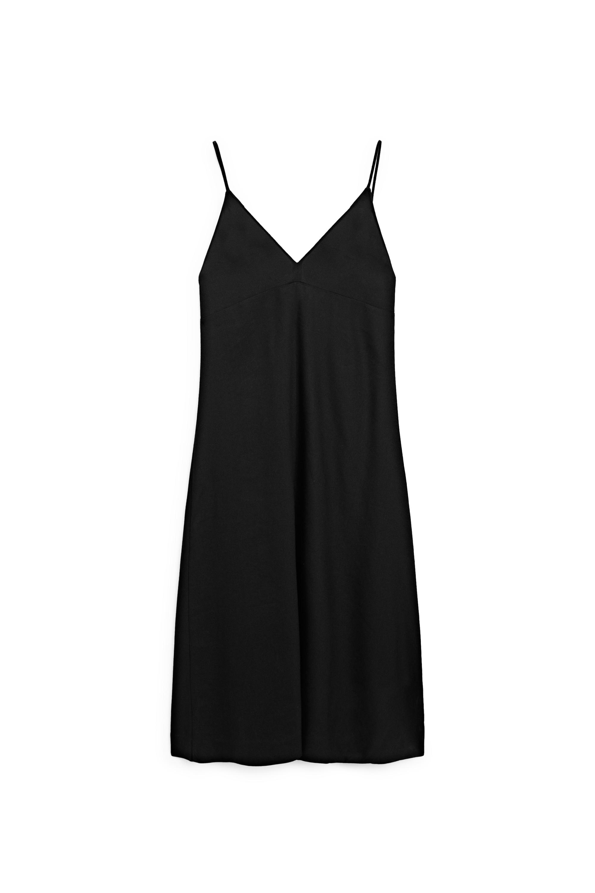 Flowing linen blend slip dress - LIMITED EDITION — BLACK