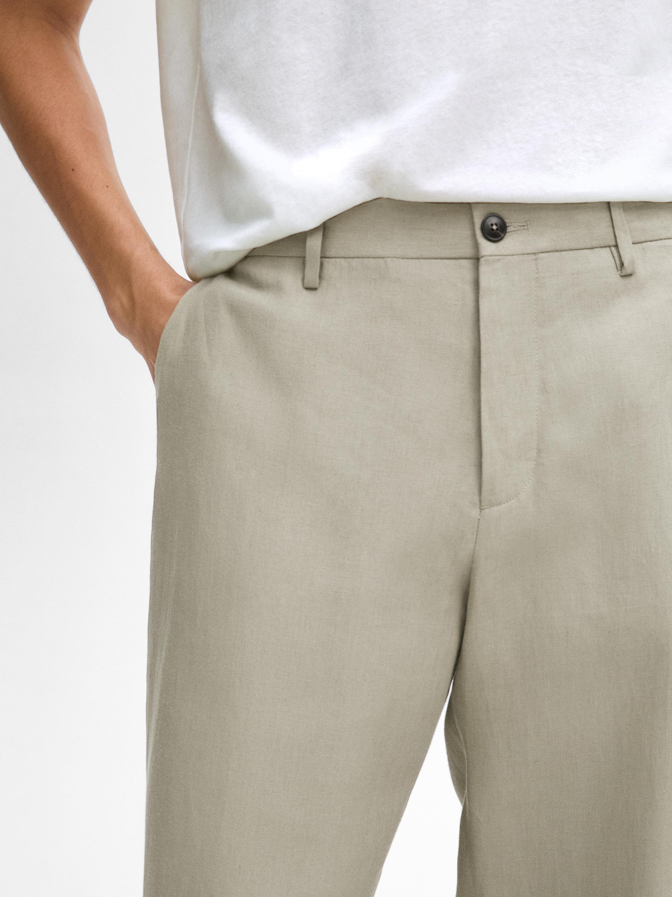 Pantalón liño traxe cintura goma