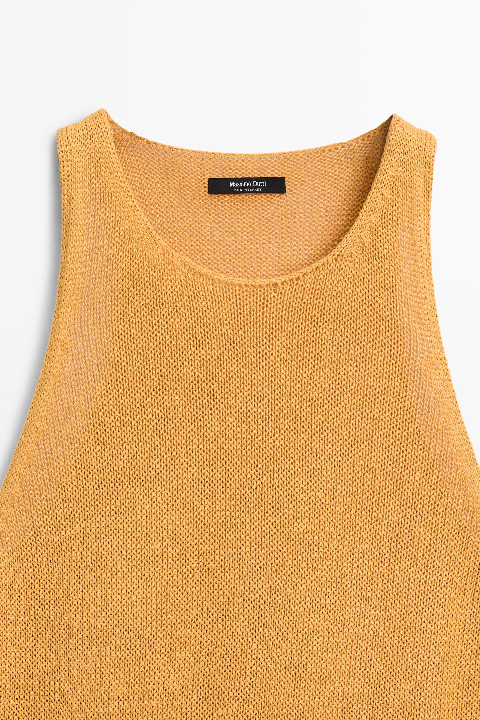 Sleeveless knit halter top — YELLOW