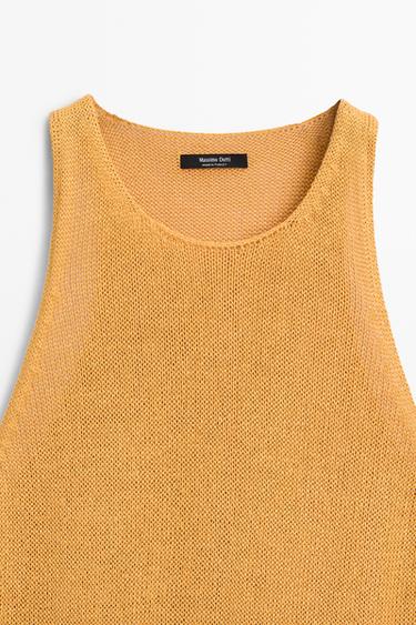 Sleeveless knit halter top — YELLOW 9