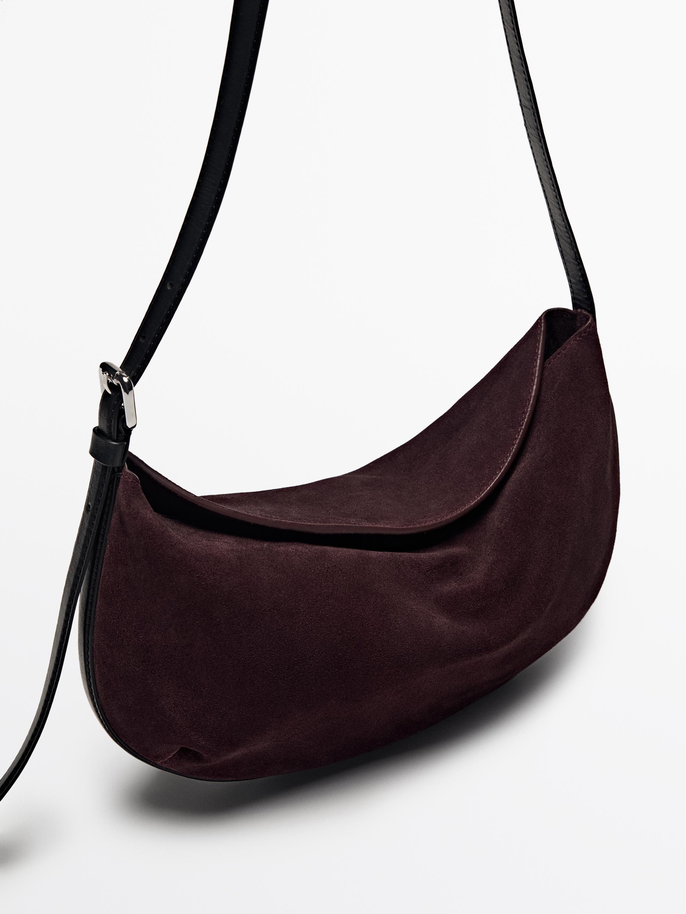 Split suede shoulder bag