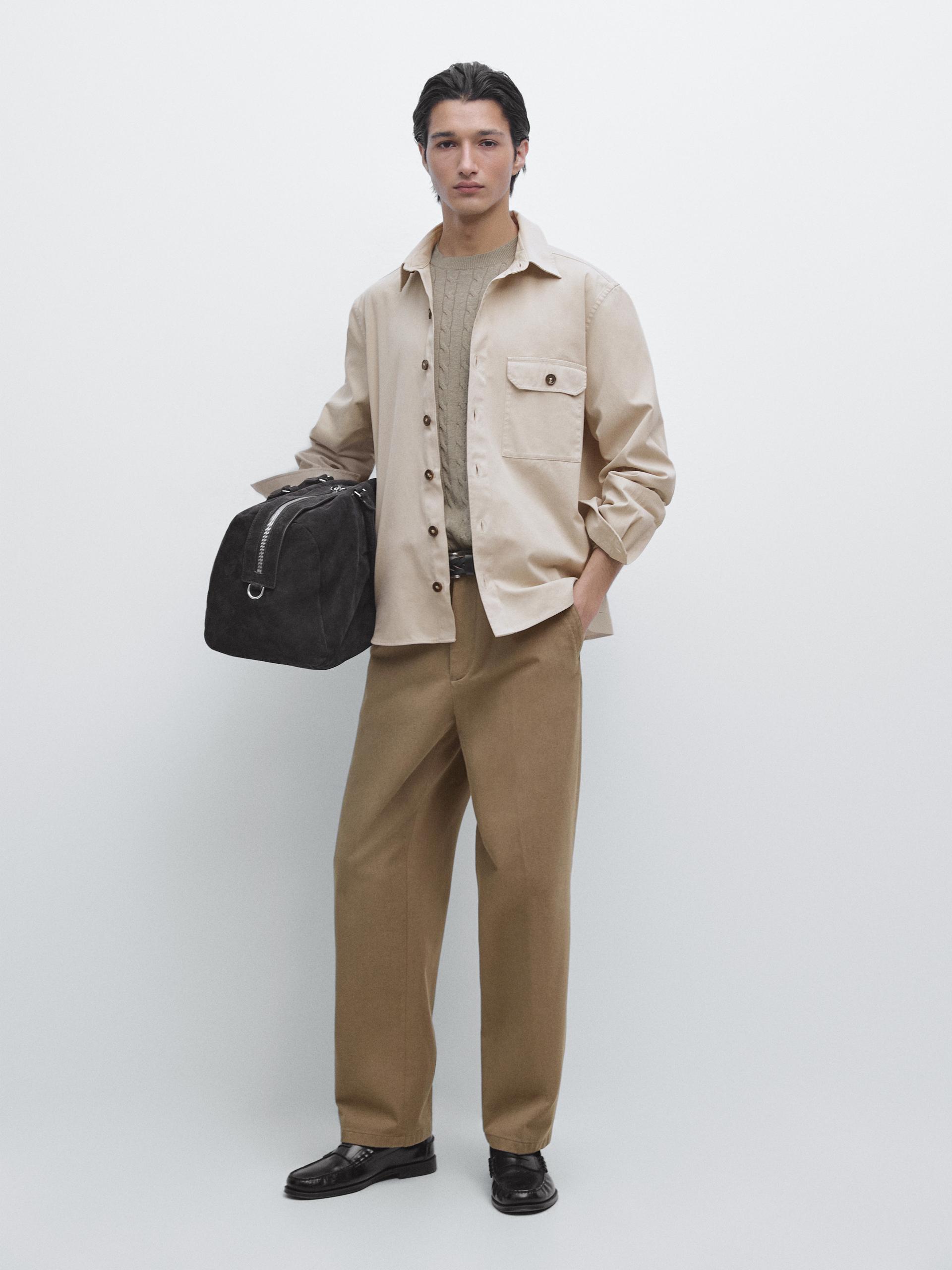Giacca Con Tasche In Cotone - Beige - M - Massimo Dutti - Maschile