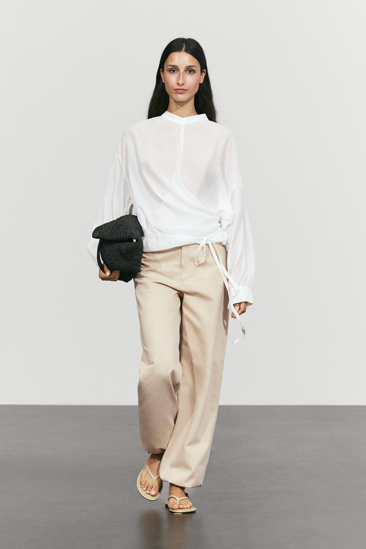 Flowing wrap blouse — CREAM
