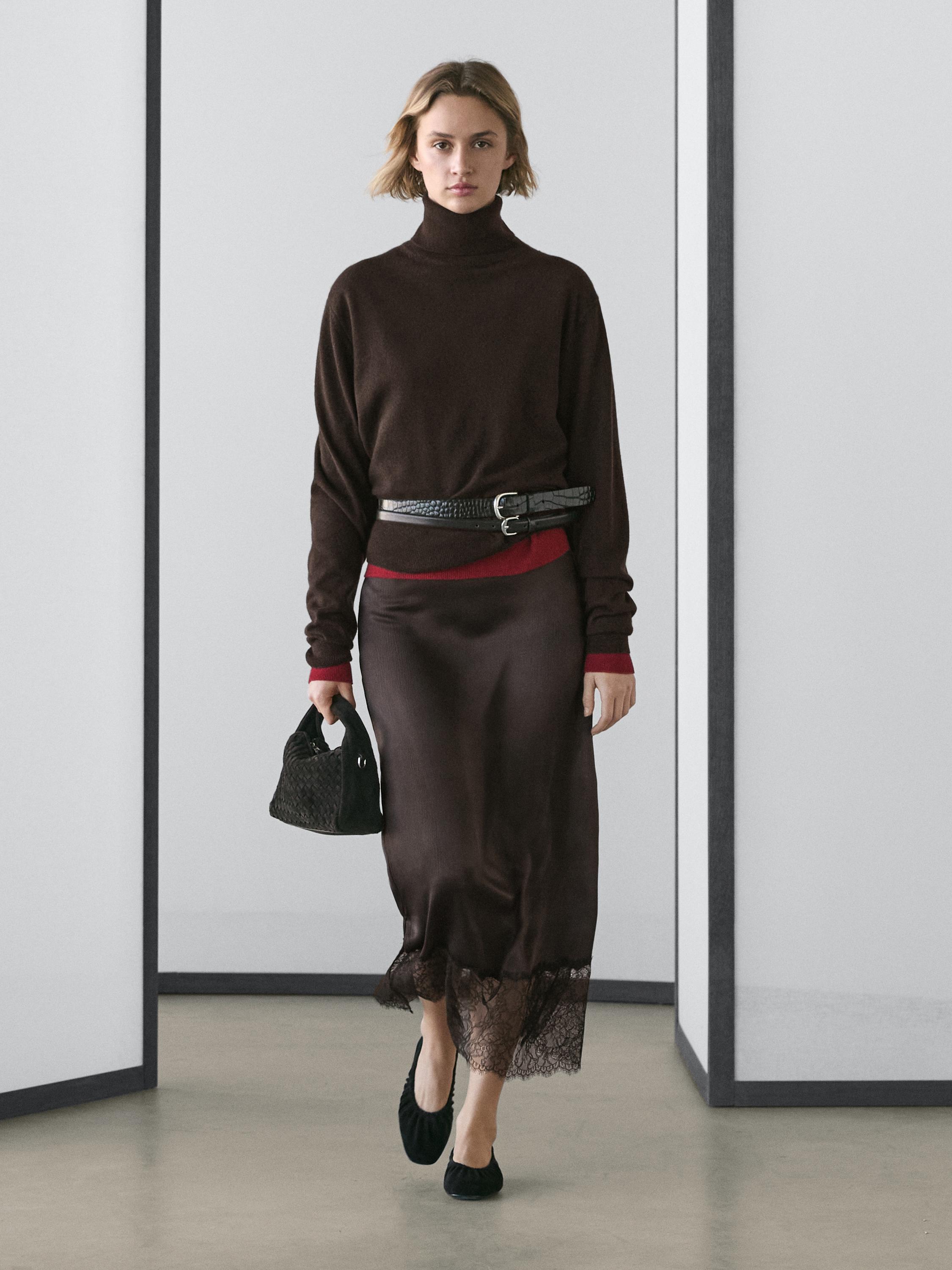 Gonna midi lingerie con pizzo