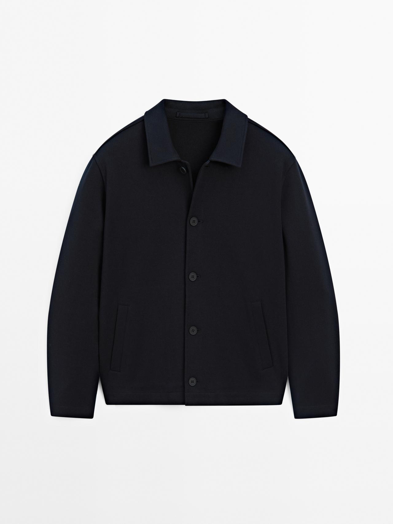 Massimo Dutti - Herre - Skjortejakke I Twill Af Bomuldsblanding - Marineblå - Xl
