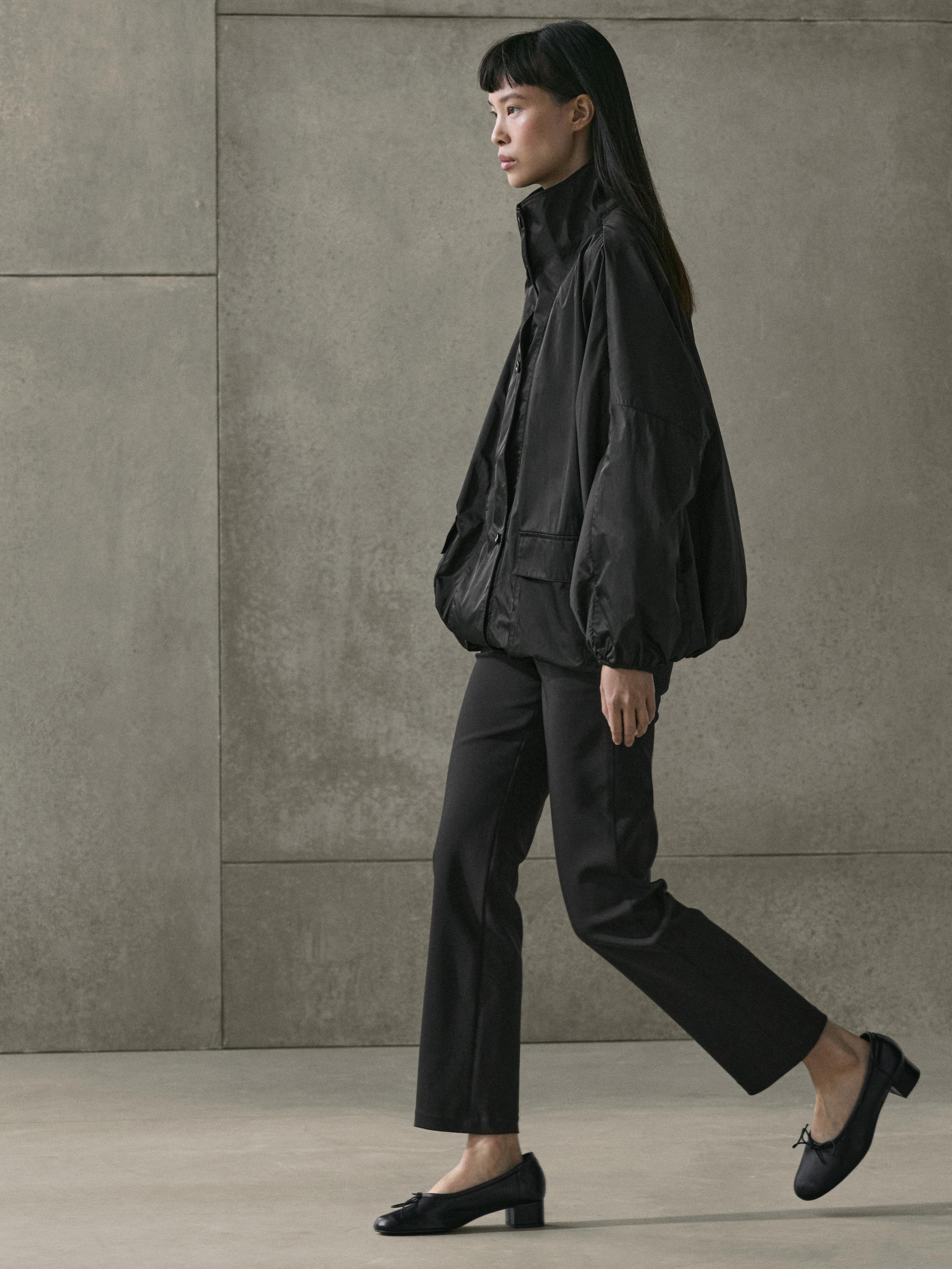 Long technical fabric parka — BLACK