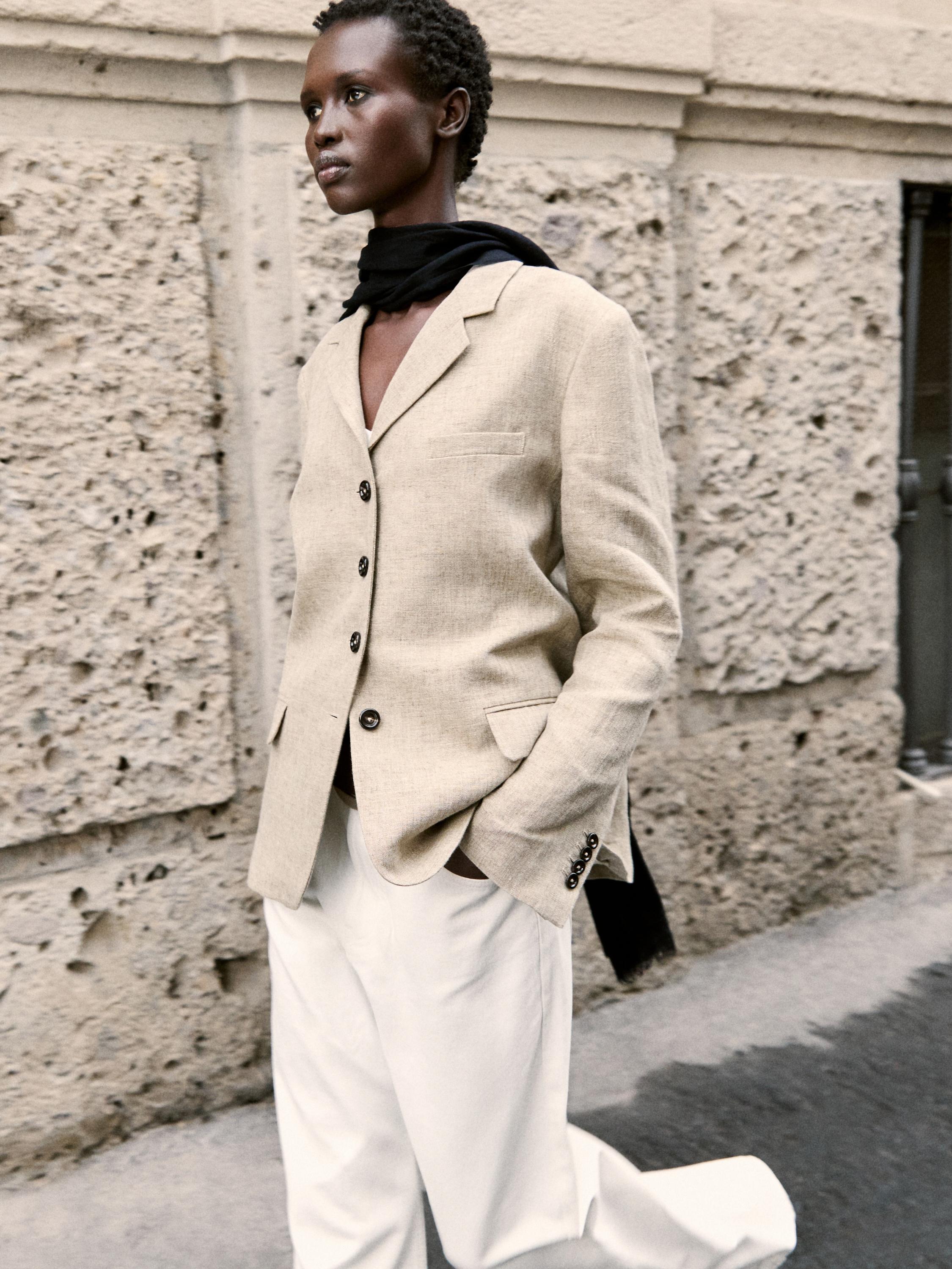 100% linen melange blazer — BEIGE