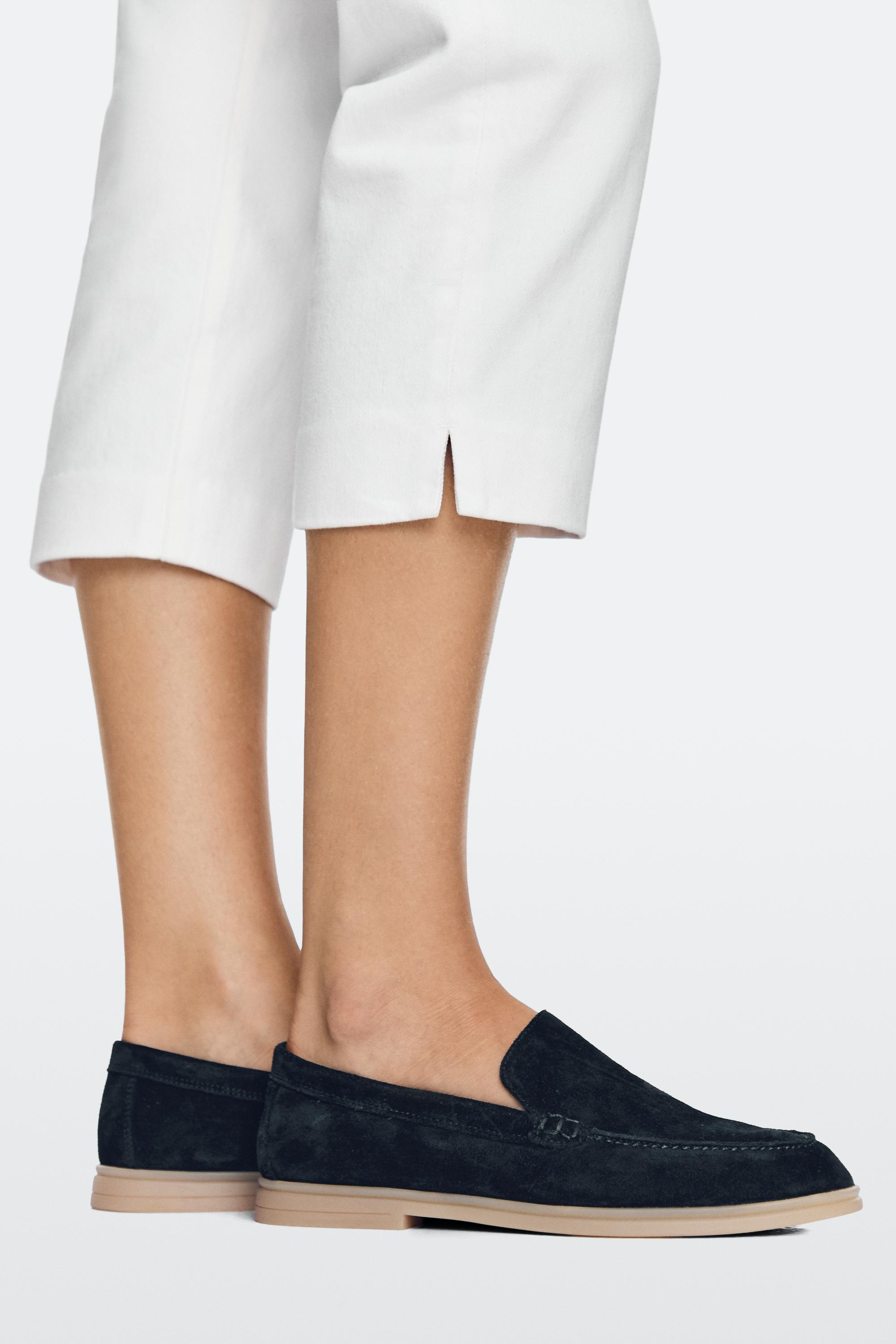 Split leather loafers — BLUE
