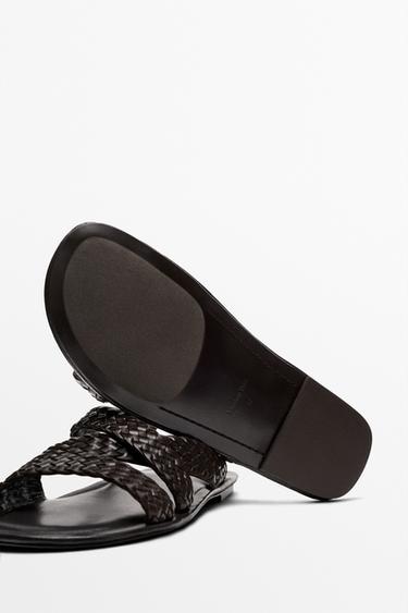 Braided leather sandals — BROWN 8