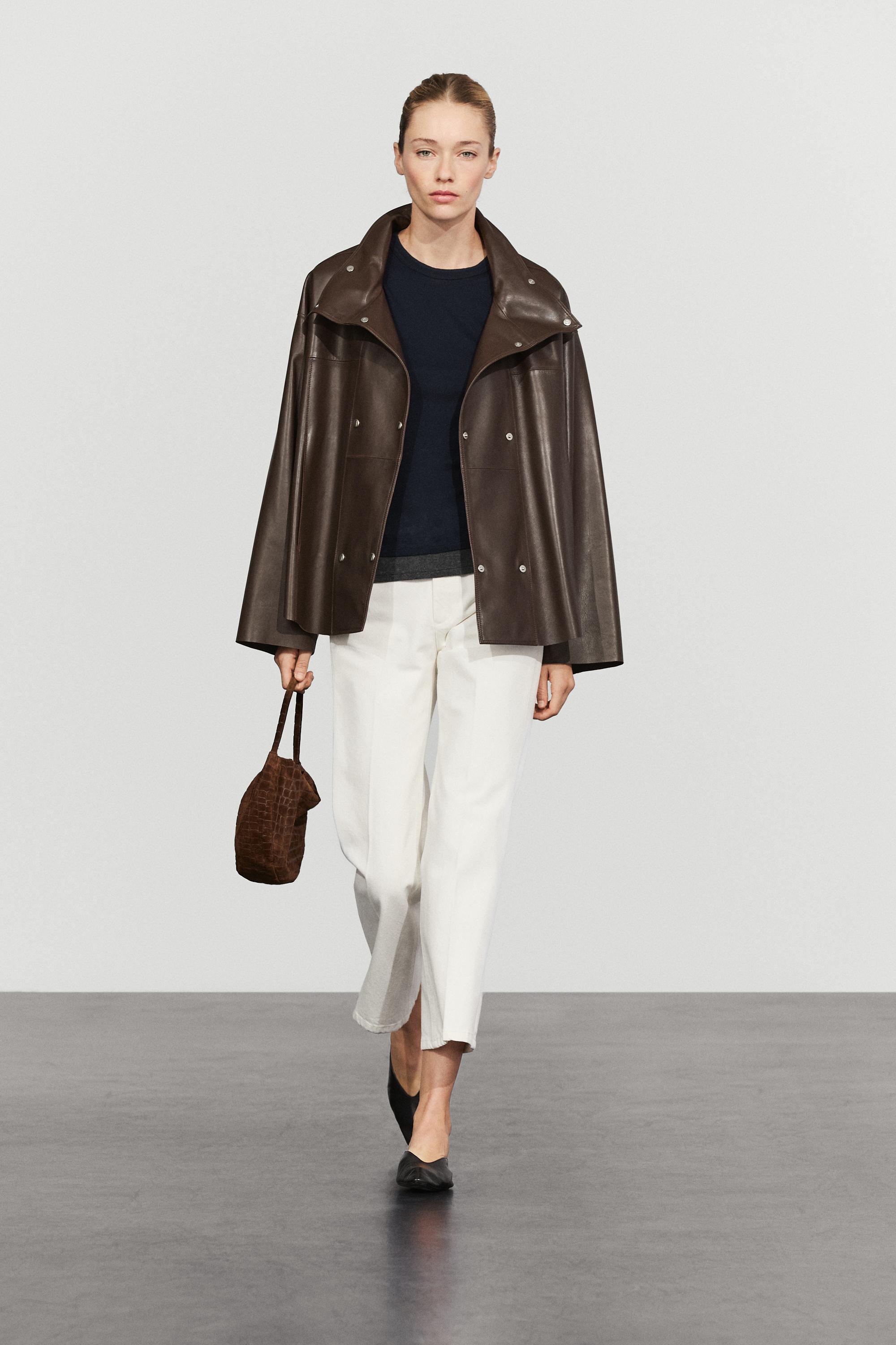 Jacke mit Nappaleder-Finish und Knopfleiste